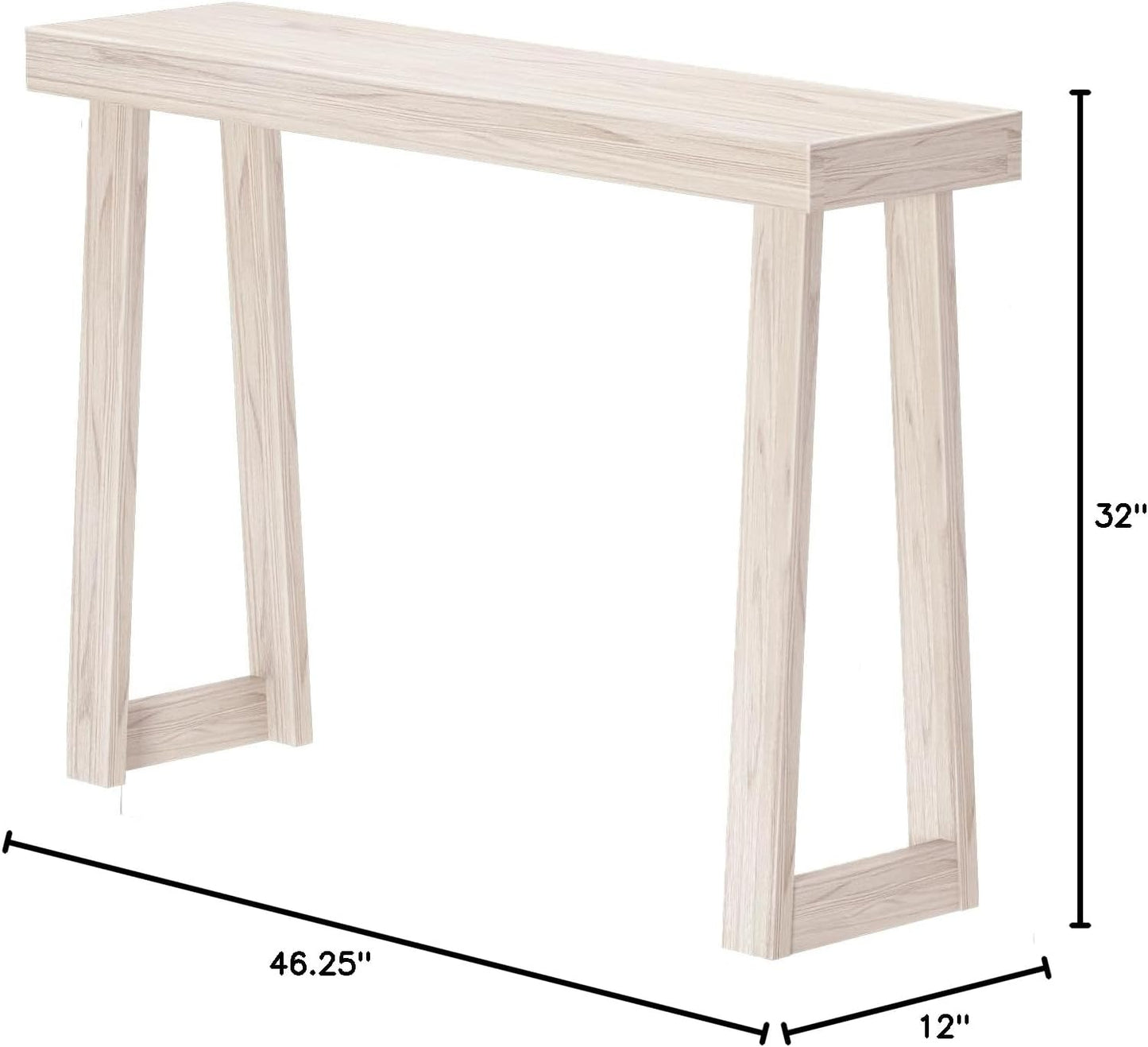 Plank+Beam Solid Wood Console Table, 46.25 Inch, Sofa Table, Narrow Entryway Table for Hallway, Behind The Couch, Living Room, Foyer, Easy Assembly, Coastal White