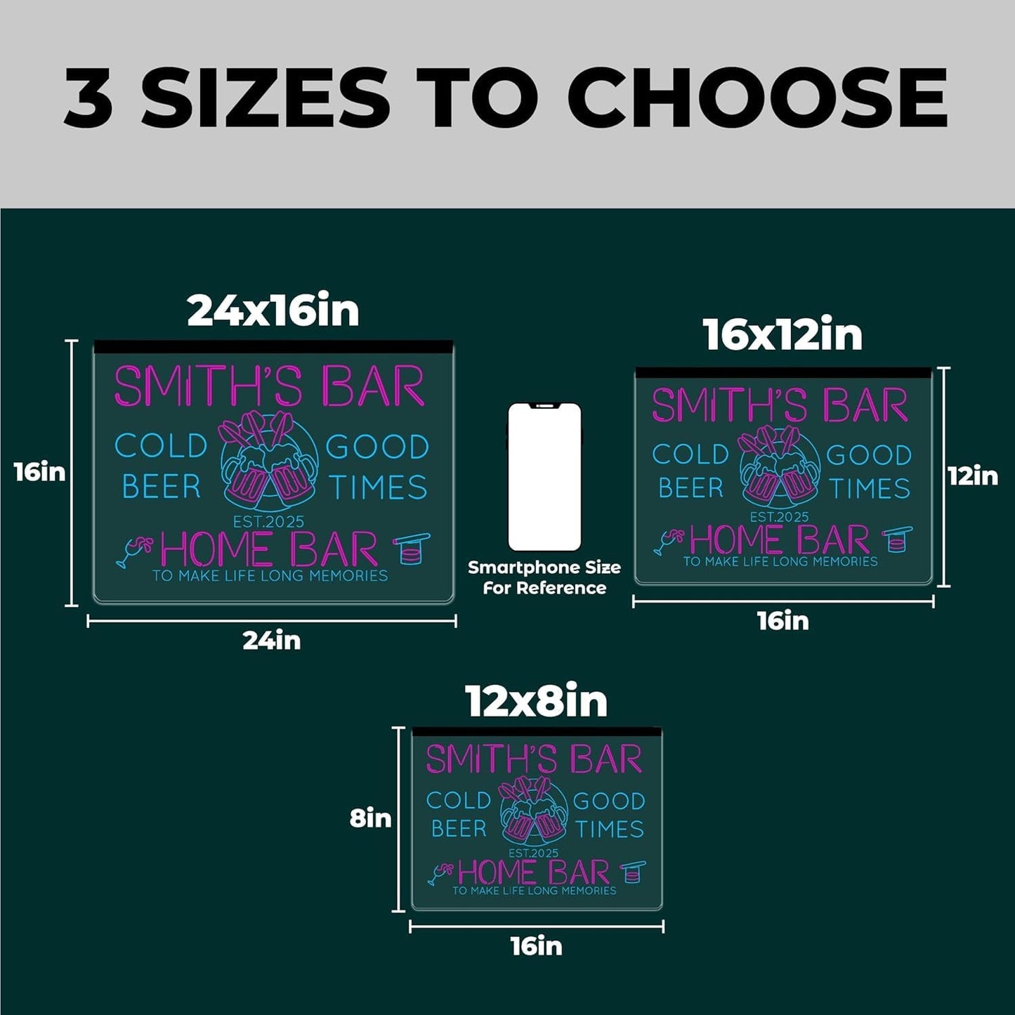 Personalized Beer O'Clock Neon Sign, Custom Wall Sign for Home Bar, Man Cave, Pub, Game Room, LED Beer Light Decor (Cocktail Bar 02)