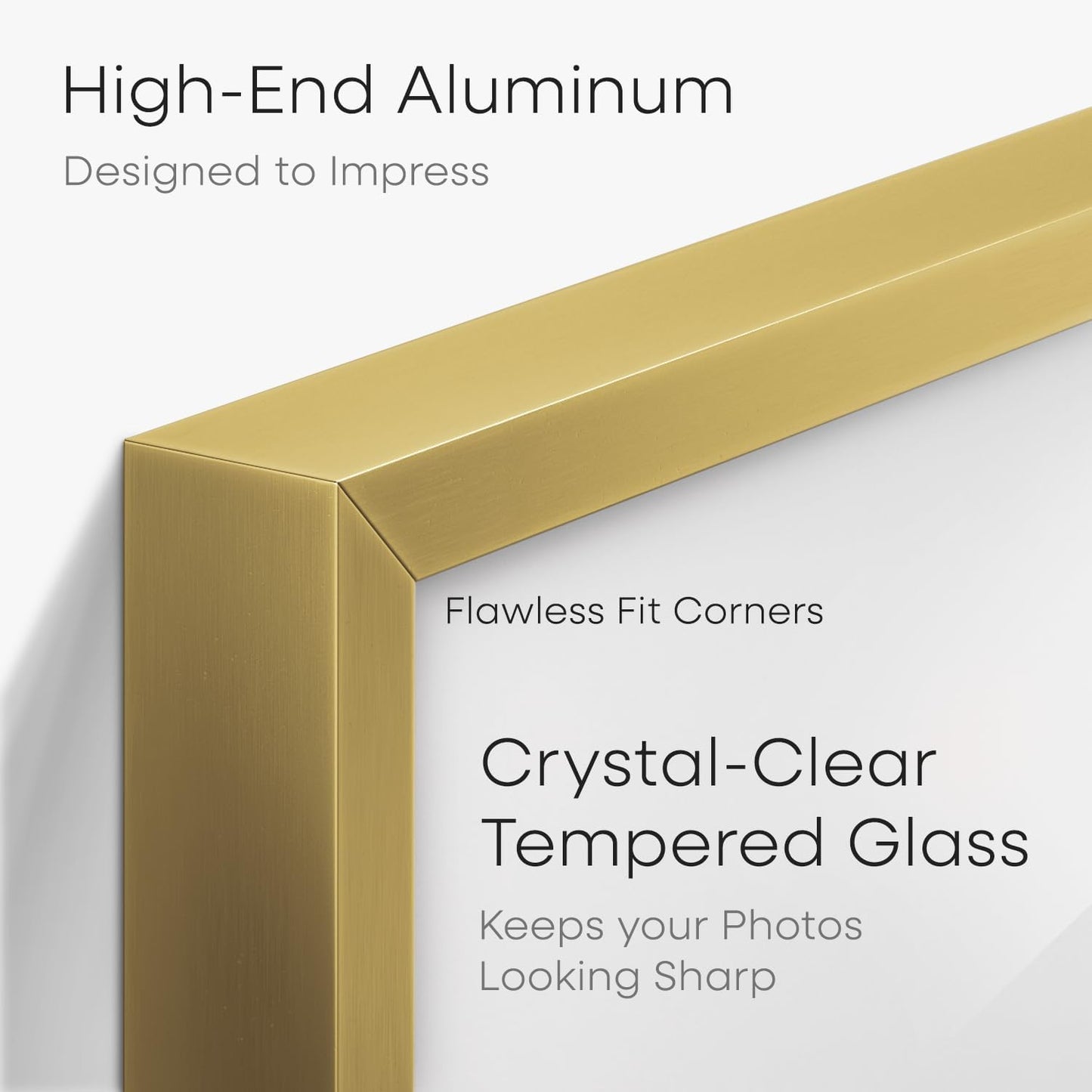 Homeforia 16 x 24 Picture Frame Gold, High End Metal 16x24 Poster Frames with Mat 12x18 Photo, 16 x 24 Gold Frame Matted to 12 by 18 Print, 24x16 Thin Hanging Frame, Tempered Glass, Wall Kit, Set of 1