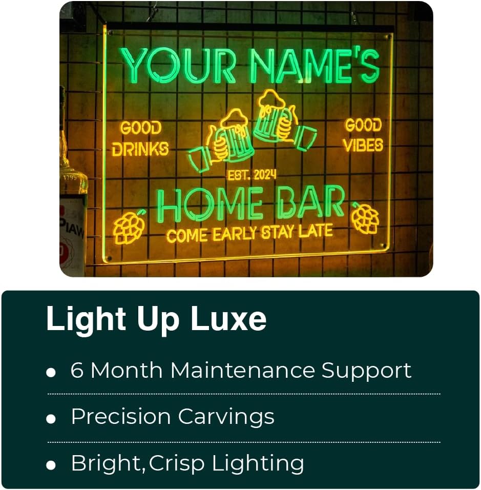 Personalized Irish Pub Signs with Your Name for home wall light up with personalized pub name, man cave accessories, beer themed neon customizable lighted sign