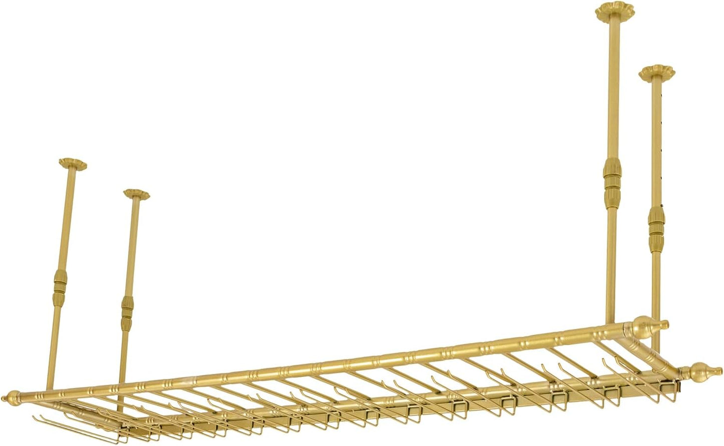 Hanging Wine Rack 59" Wall Mounted Wine Glass Rack Ceiling Adjustable Hanging Bar Glass Holder Shelves for Kitchen Bar Restaurants Industrial Iron Storage Shelf