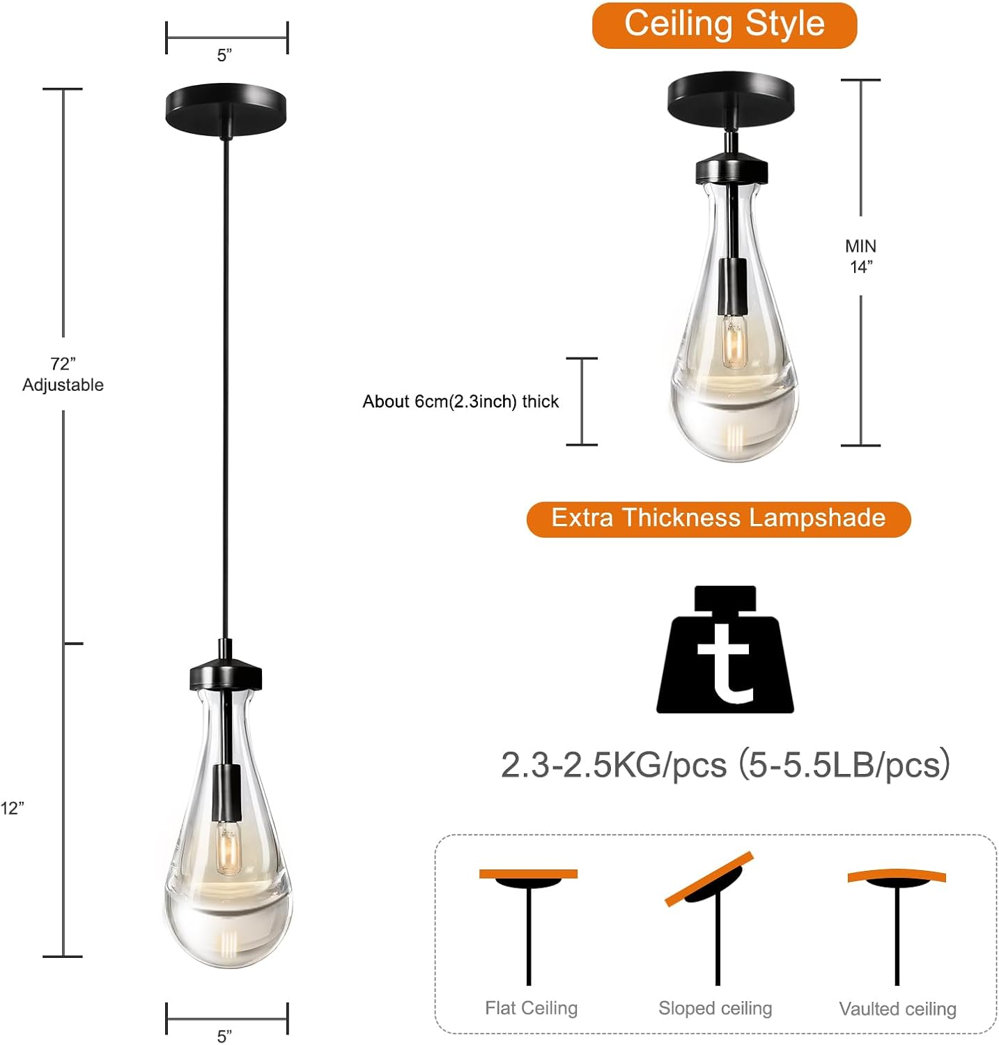 Modern Raindrop Pendant Lights, Pendant Lights for Kitchen Island, Black Brass Base Dining Room Light Fixtures, Interior Chandelier in The Living Room Hallway, Including Bulb