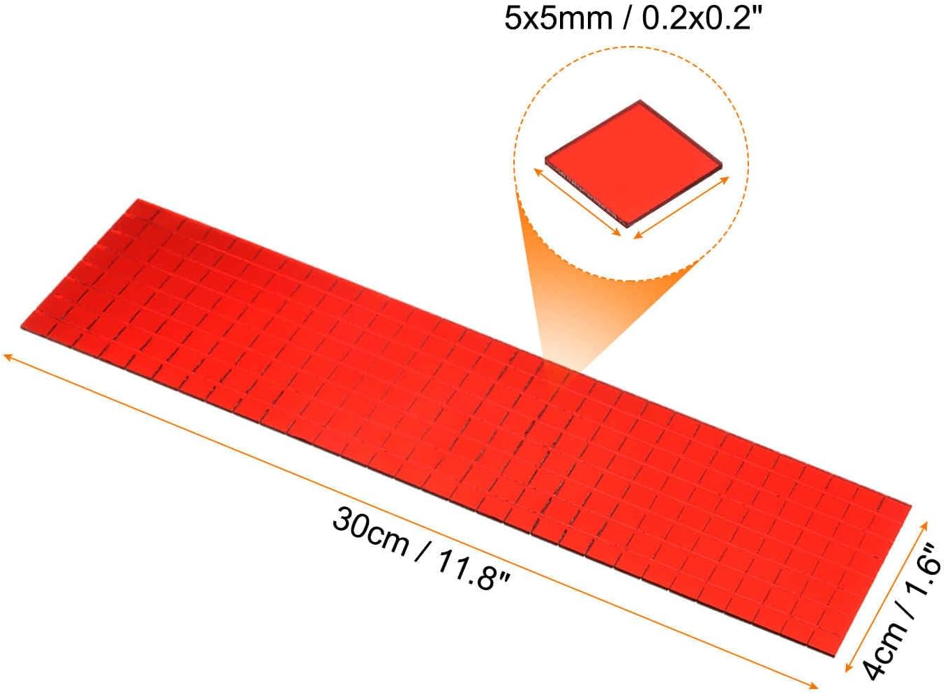 HARFINGTON 8 Sheet 3840 Pieces Self Adhesive Mirror Mosaic Tiles 5x5mm Small Square Mirror Tiles Sticker Disco Ball Stickers Mini Glass Tiles for DIY Craft Party Home Decoration, Red