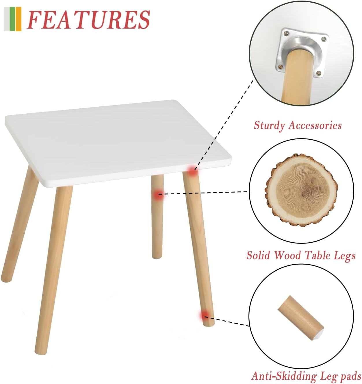 AWASEN Side Table, Small End Accent Table for Living Room Bedroom Office Small Spaces, Modern White Side Table Nightstand with Solid Wood, Easy Assembly, (White)