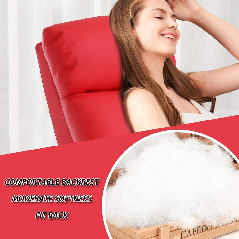BestMassage | Recliner Chair | with 2 Point Massage Function | Pu Red | with Lumbar Support, Adjustable Push Back, Footrest & Padded Seat | Easy Assembly | for Living Room, Home Theatre