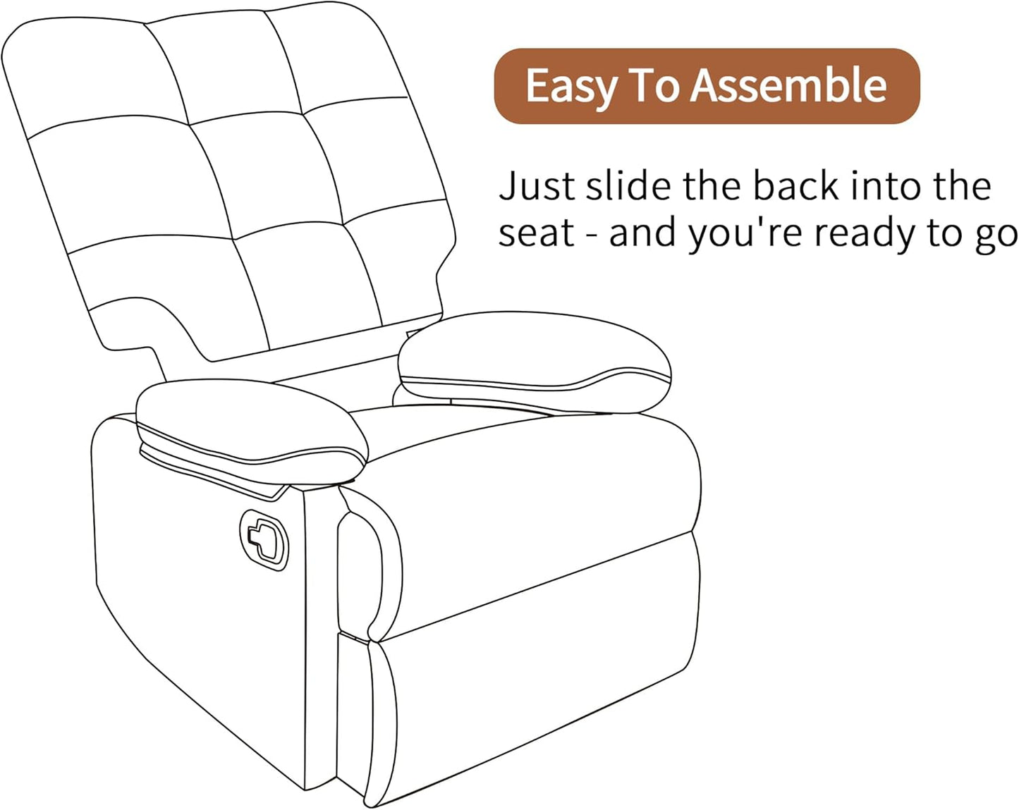 Rocker Recliner Chair, Overstuffed Manual Rocking Recliner for Adults, Upholstered Comfy Soft Fabric Living Room Reclining Sofa Chair(Gray)