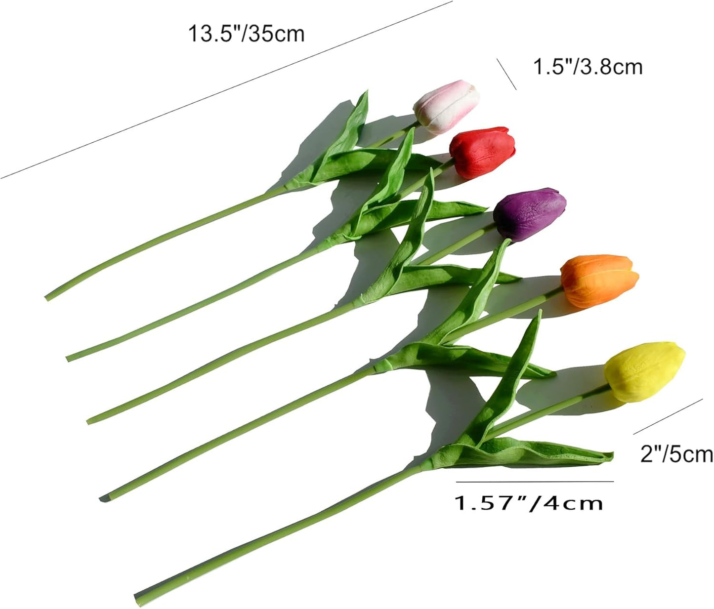 Mandy's Artificial Tulips 28 Stems Multicolor PU Faux Flowers for Wedding Home Decor 13.5 Inch