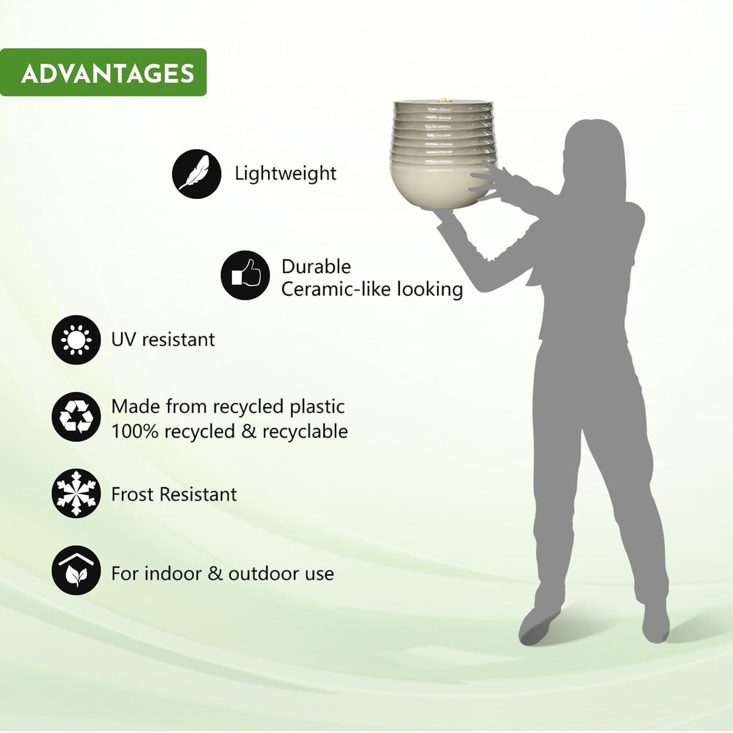 10.8" H Resin Tall Planters for Outdoor Plants, Modern Taupe Round Tapered Plastic Flower Pot for Outdoor and Indoor Plants, Large Plant Pot with Drainage Holes and Rubber Plug for Home Garden Patio