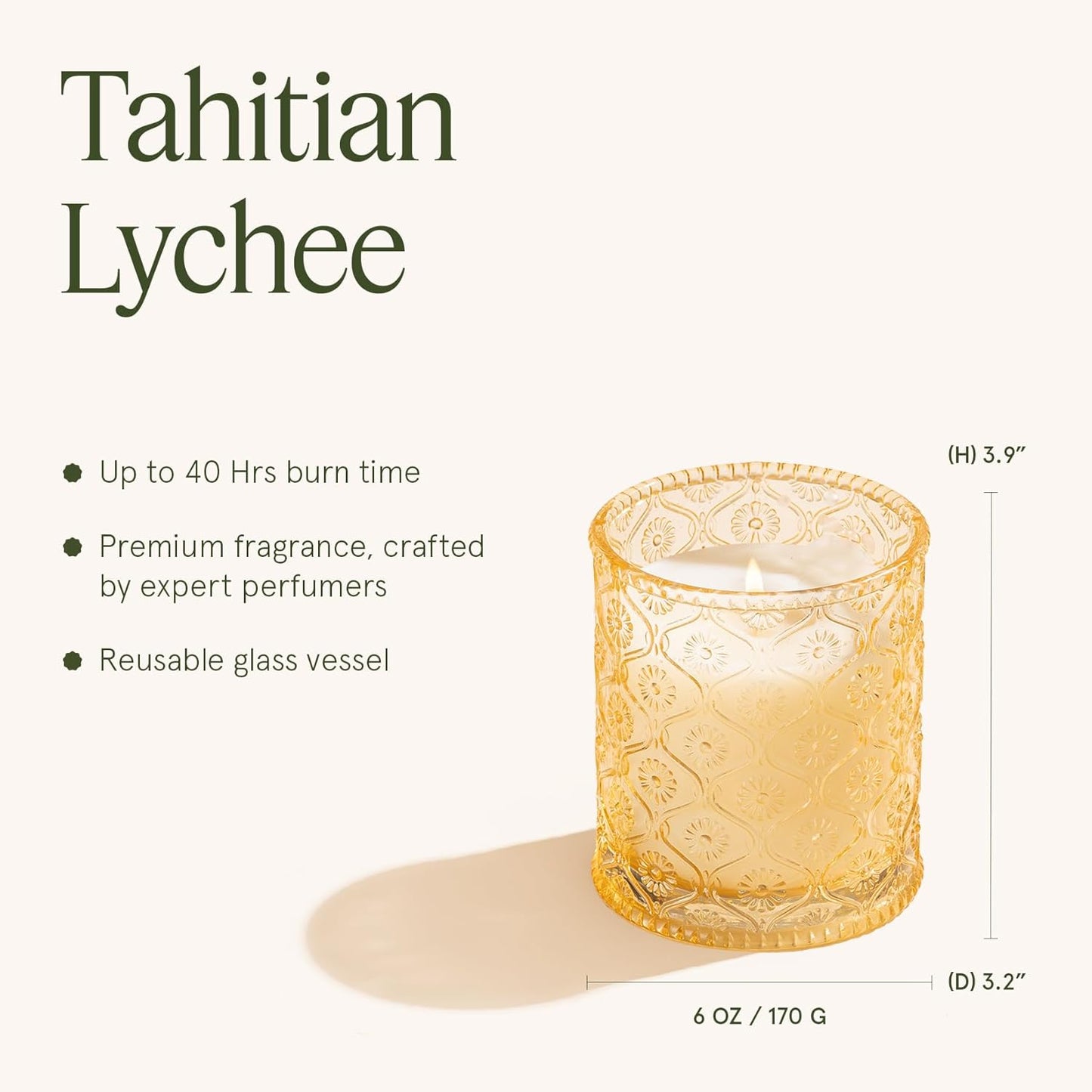 LA JOLIE MUSE Tahitian Lychee Candle - Lychee, Melon, Pineapple | 6 oz Natural Soy Wax | 40 Hours Clean Burn | Tropical Fruit Candle | Gift for Little Getaway