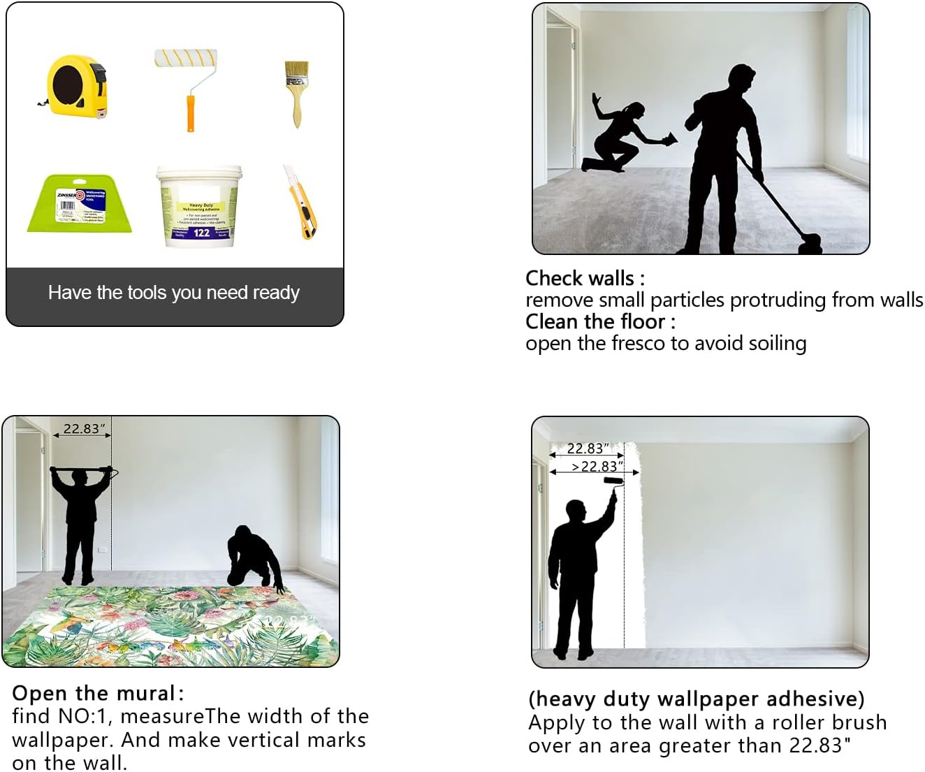 Tropical Green Botanical Flower Birds Leaf Wallpaper Bedroom Plant Floral Mural Room Decor Living Room tv Background Large Wall Mural - 91"x65" (Not Peel and Stick)