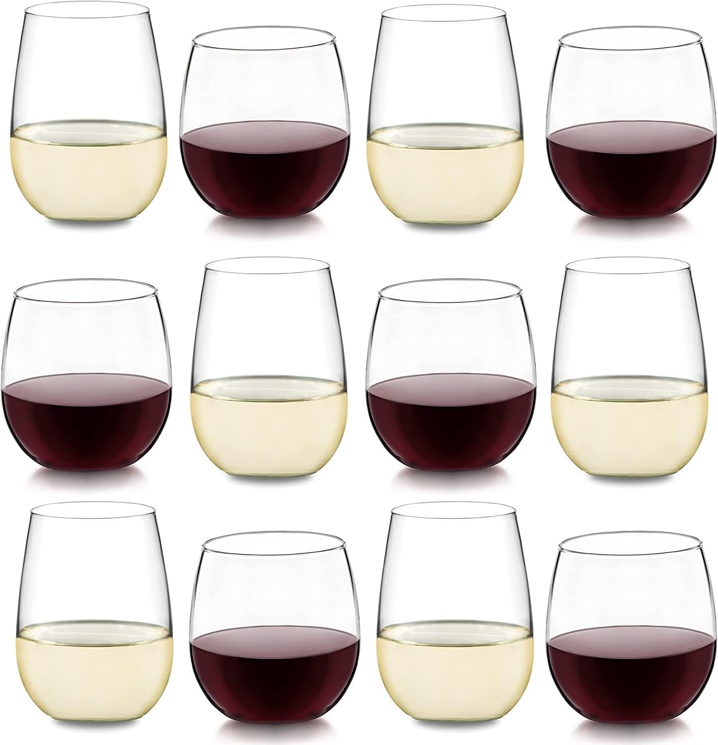Libbey Stemless Wine Glasses Set of 12, Dishwasher Safe Set Of Wine Glasses, Perfect for Cocktails, Water, and Outdoor Glassware