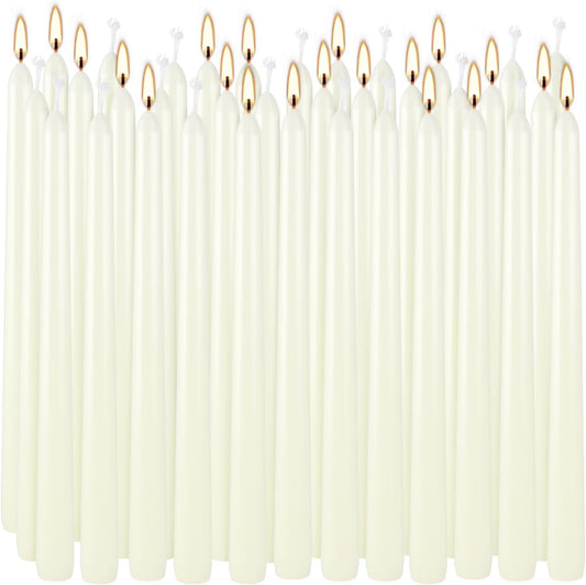 20 Pack Ivory Taper Candles 12 Inch Tall 3/4 Inch Thick Burn 10 Hours