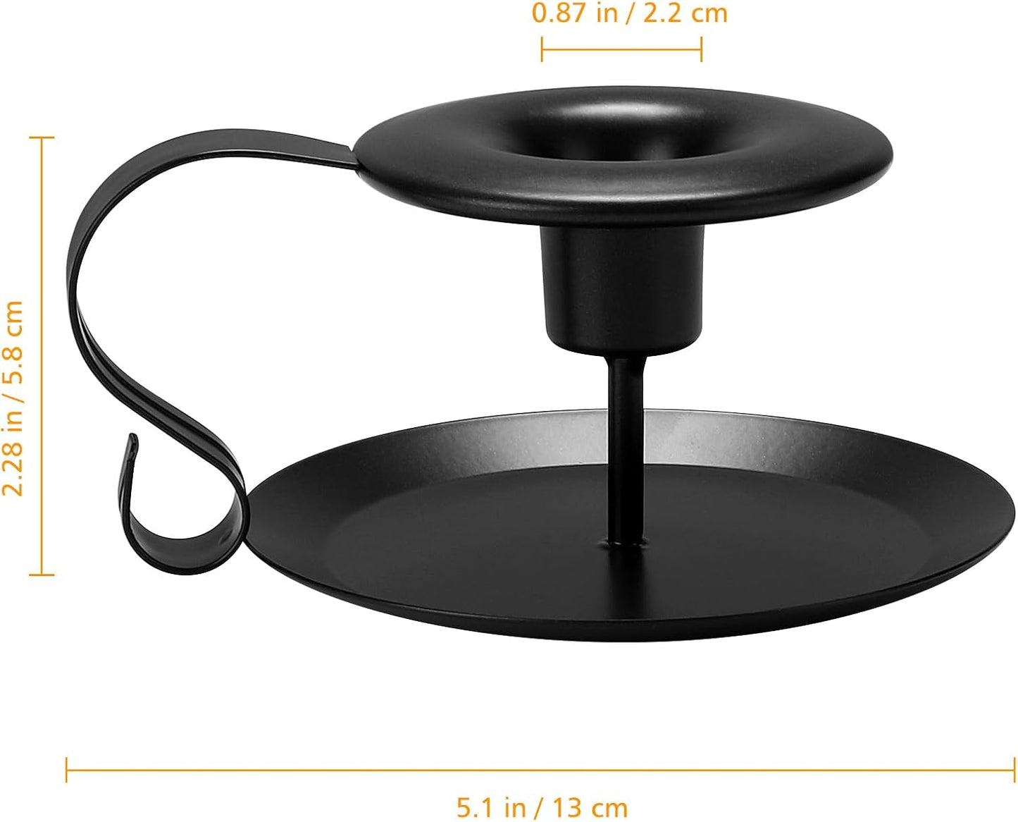 Black Metal Taper Candle Holders Set of 2, Vintage Chamberstick Candle Holder with Handle for Taper Candles, Farmhouse Rustic Candle Holders for Table Decor, Halloween Christmas Decoration