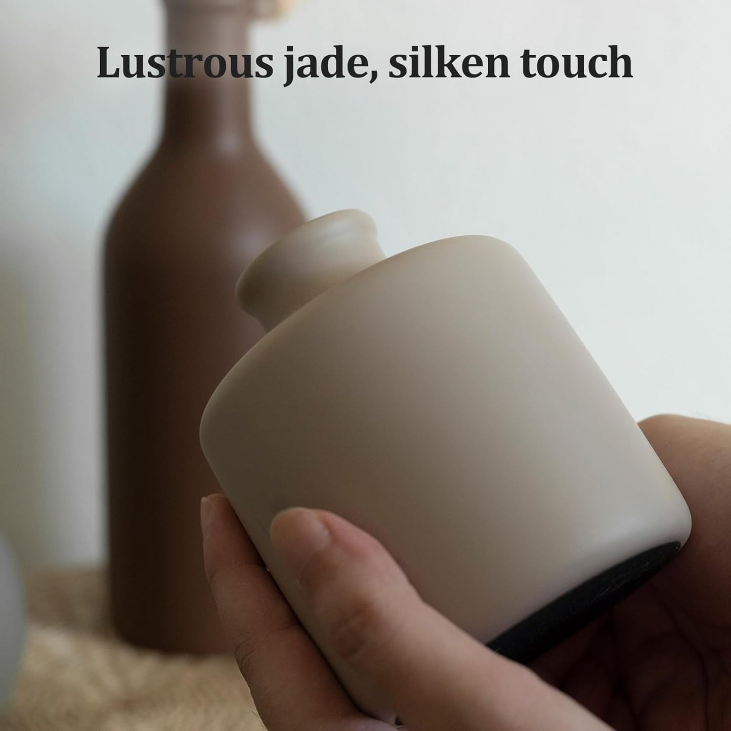 Fake Flowers in Vase for Centerpieces, Faux Flowers in Modern Ceramic Vase Set of 3 with 8 Artificial Autumn Chrysanthemums Home Decor