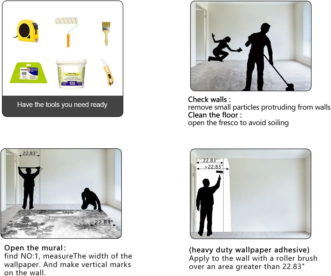 Grey Tropical Rainforest Plant wallpeper Living Room Bedroom Jungle Botanical Wall Mural - 91"x65"（Not Peel and Stick）