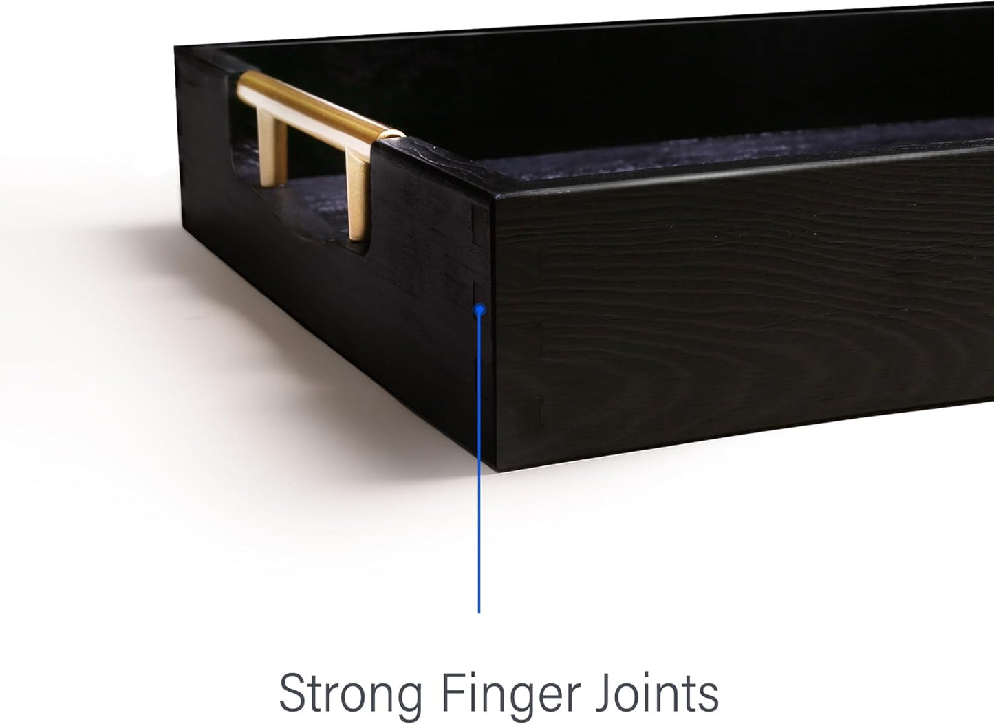 LotFancy Wood Serving Tray, 17x13”, Large Ottoman Tray with Metal Handles, Decorative Wooden Tray for Living Room, Ottoman, Coffee Table, 2 Skidproof Coasters Included, Black