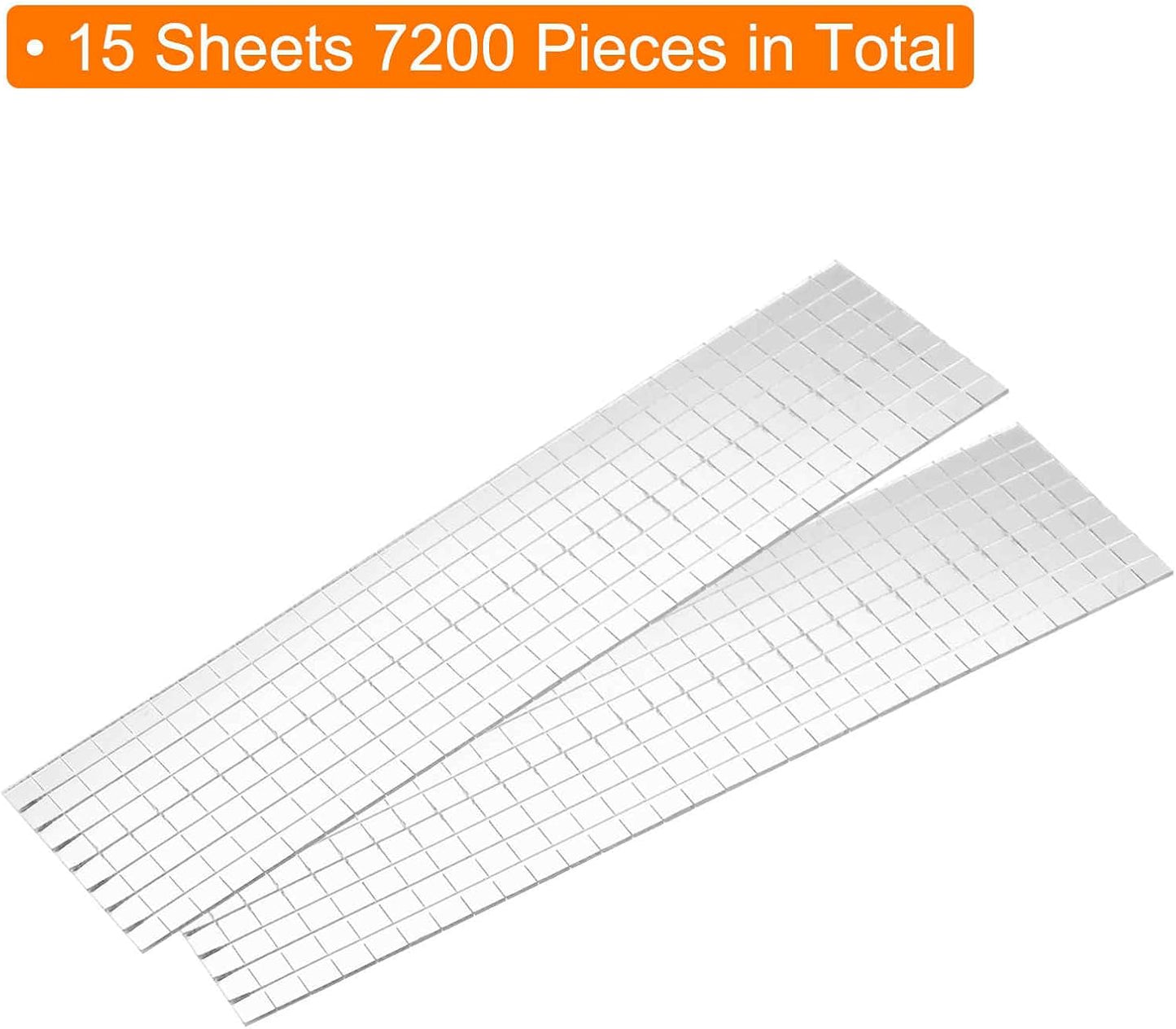 HARFINGTON 15 Sheet 7200 Pieces Self Adhesive Mirror Mosaic Tiles 5x5mm Small Square Mirror Tiles Sticker Disco Ball Stickers Mini Glass Tiles for DIY Craft Party Home Decoration, Silver