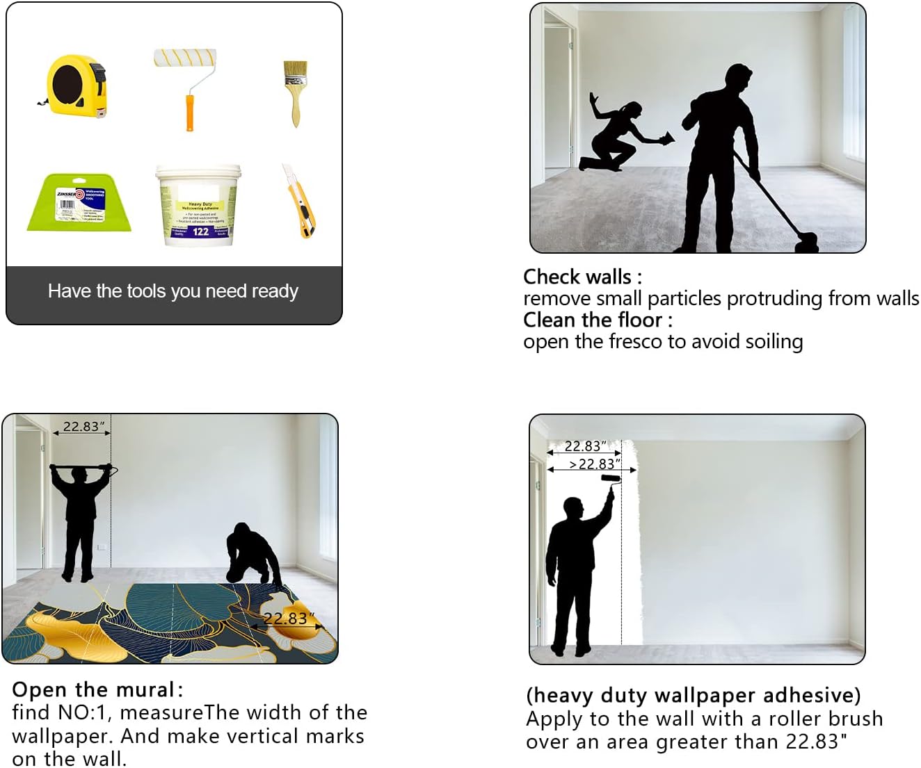 Golden Botanical Leaf wallpeper Living Room Bedroom Wall Mural - 91"x65"（Not Peel and Stick）