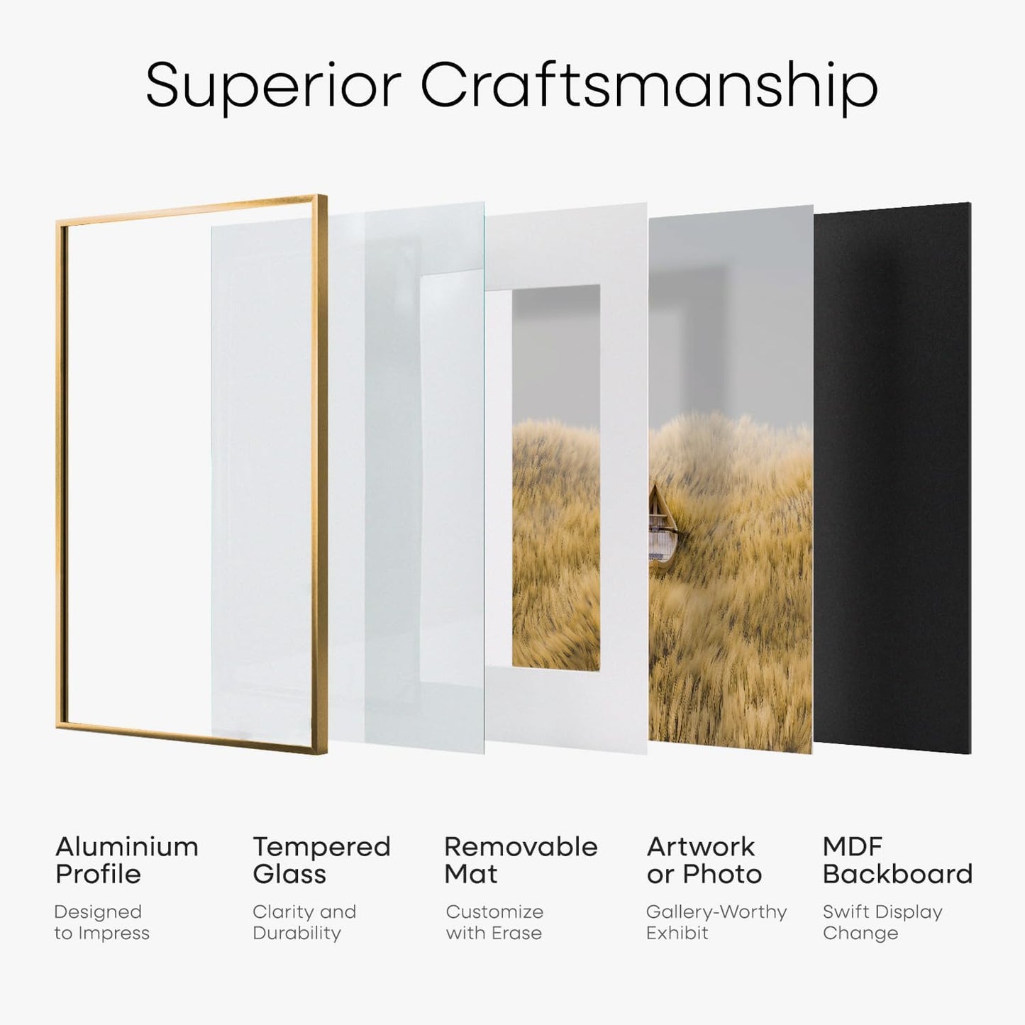 Homeforia 24x24 Picture Frame Bronze, High End Metal 24 x 24 Large Square Poster Frames with Mat 20 by 20 inch Photo, 24by24 Thin Brass Frames Matted to 20x20 Print, Tempered Glass, Wall Kit, Set of 1