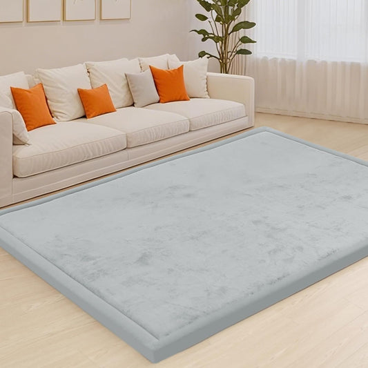 ACOMOPACK Baby Play Mat for Floor,1.3" Thick Memory Foam Area Rug for Living Room,Soft Velvet Crawling with Non-Slip Bottom for Kid,Toddler,71"×79" Tummy Time Nursery Rugs,Yoga（Light Grey）