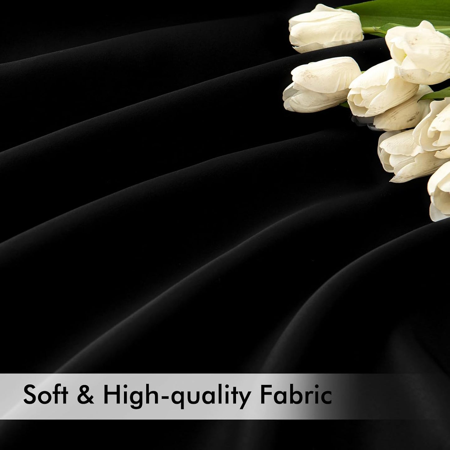 MIULEE Black Back Tab Blackout Curtains 54 Inch Length 2 Panels Set for Living Room Bedroom Privacy, Halloween Rod Pocket/Pinch Pleat Thermal Insulated Room Darkening Pleated Light Blocking Drapes