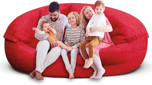 Bean Bag Chair for Adults 7FT,Soft Removable Cover for Teens/Girls Bedroom,Fluffy Giant Round Floor Beanbag Lounger Chairs (No Filler,Big Red)
