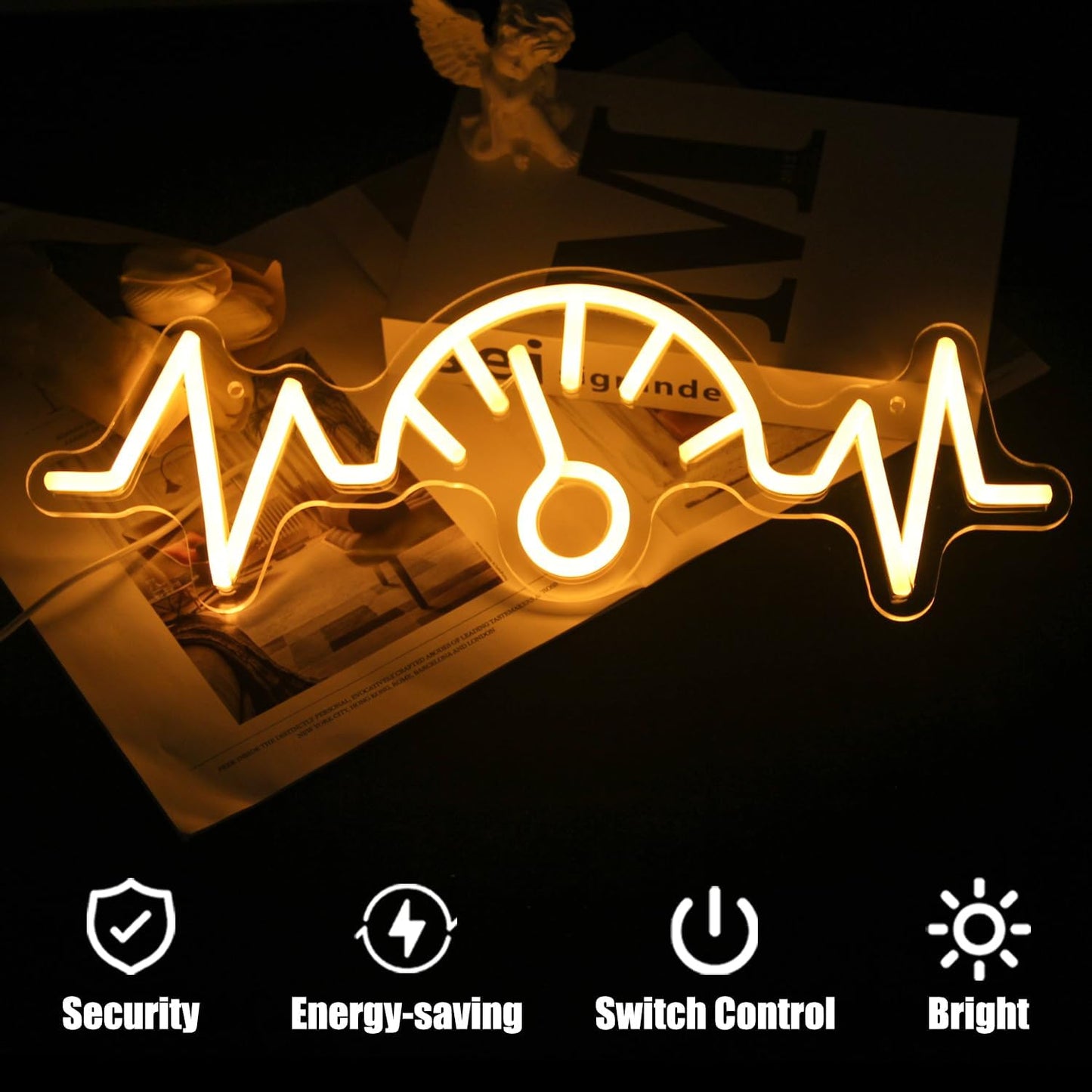 Car Dashboard Neon Sign Garage Neon Signs for Man Cave Automobile Speedometer Neon Light Orange LED Car Neon Lights Signs for Garage Man Cave Auto Repair Shop Game Room Party Decor