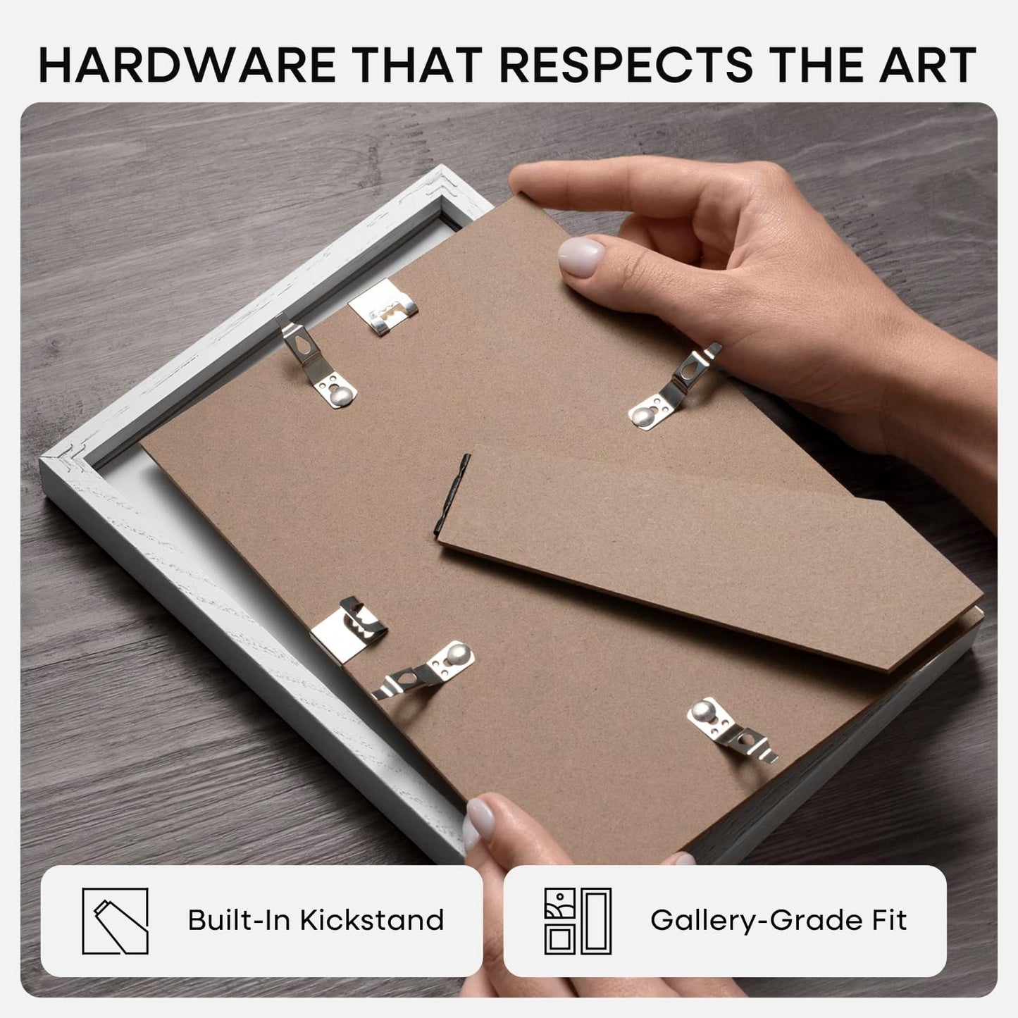 Homeforia A5 Picture Frame White Wood, High-End Oak 5.8x8.3 Frame Matted to 4.1x5.8 inch Photo, A5 Size Walnut Wooden Frames with Mat A6 for Print, 5.8 by 8.3 Frame, Tempered Glass, Wall Kit, Set of 1