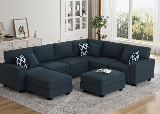 L Lengend Vansen Modular Sectional Sofa U Shaped Couch with Ottoman Modern Reversible Corner Sectional Couch for Living Room (Charcoal, U Shaped Sofa-3)