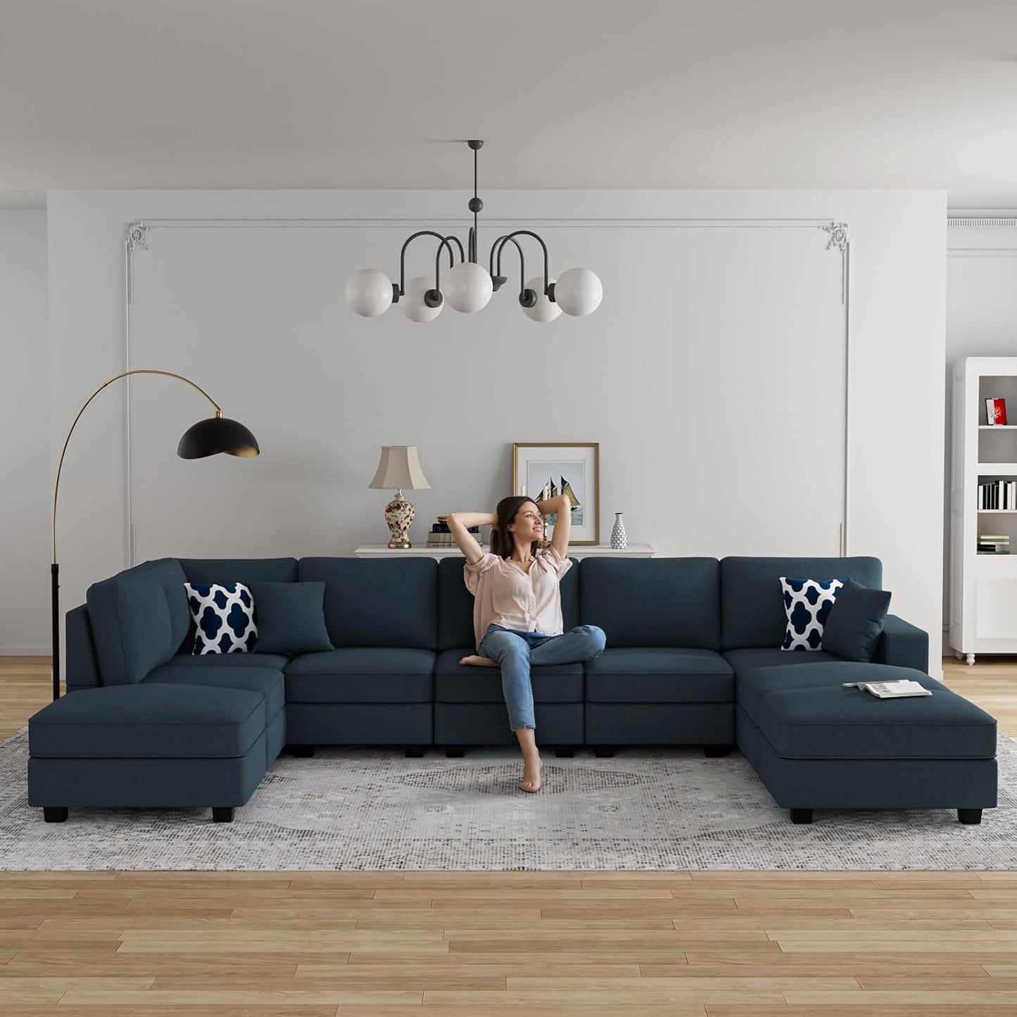 L Lengend Vansen Modular Sectional Sofa U Shaped Couch with Ottoman Modern Reversible Corner Sectional Couch for Living Room (Charcoal, U Shaped Sofa-4)