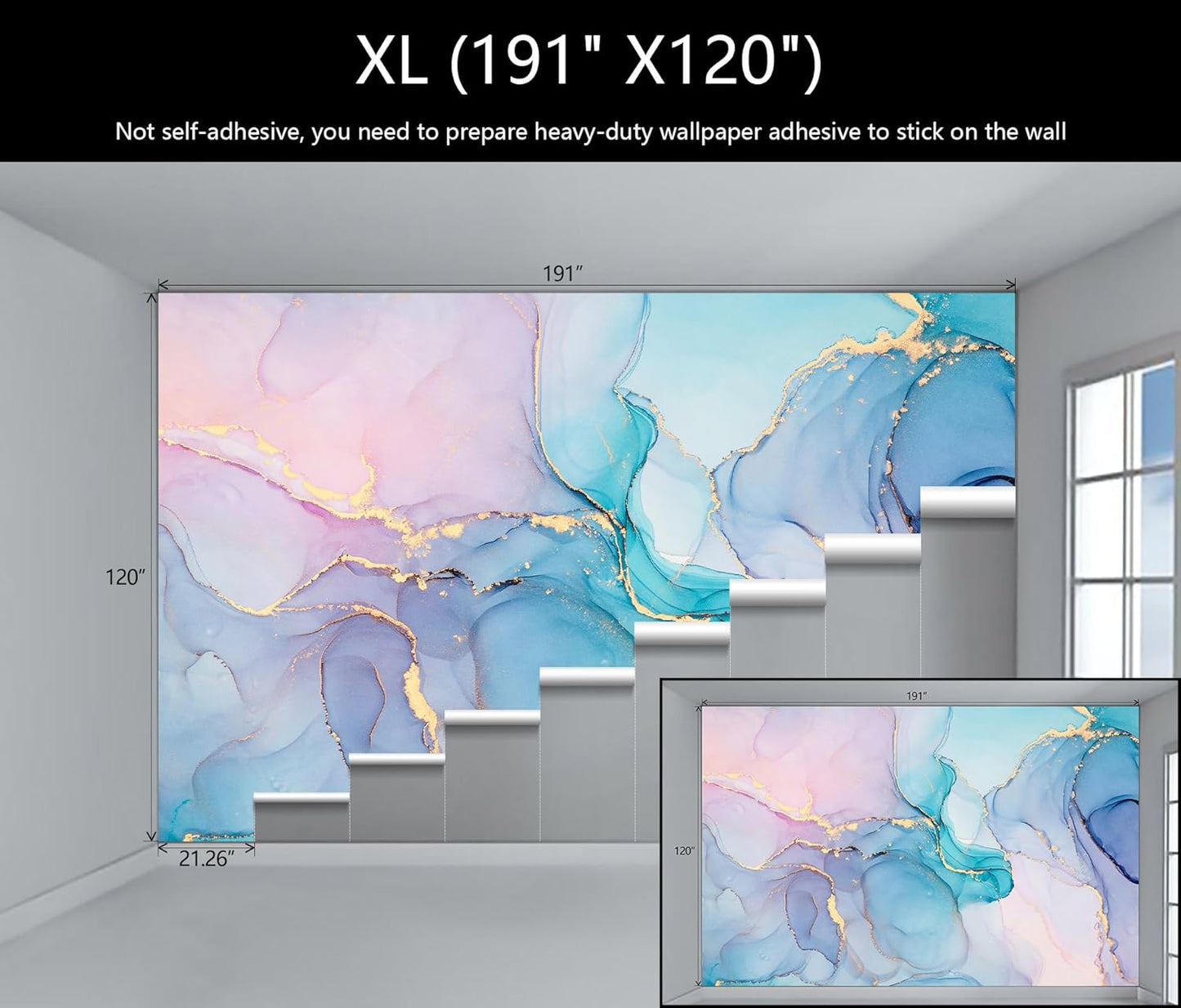 WFBHUA-Marble Wallpaper Mural Abstract Gold Art Background Wall Large Mural for Living Room Bedroom(Not Peel and Stick)