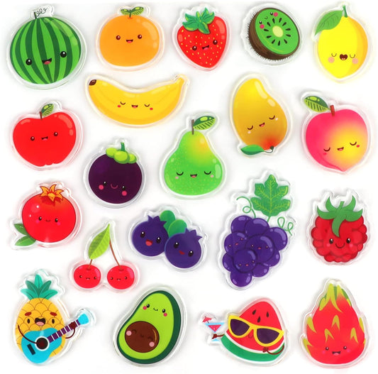 20 PCS Fruits Thick Gel Clings Fruits Window Gel Clings Decals Stickers for Kids Toddlers and Adults Home Airplane Classroom Nursery Party Supplies Decorations Removable and Reusable
