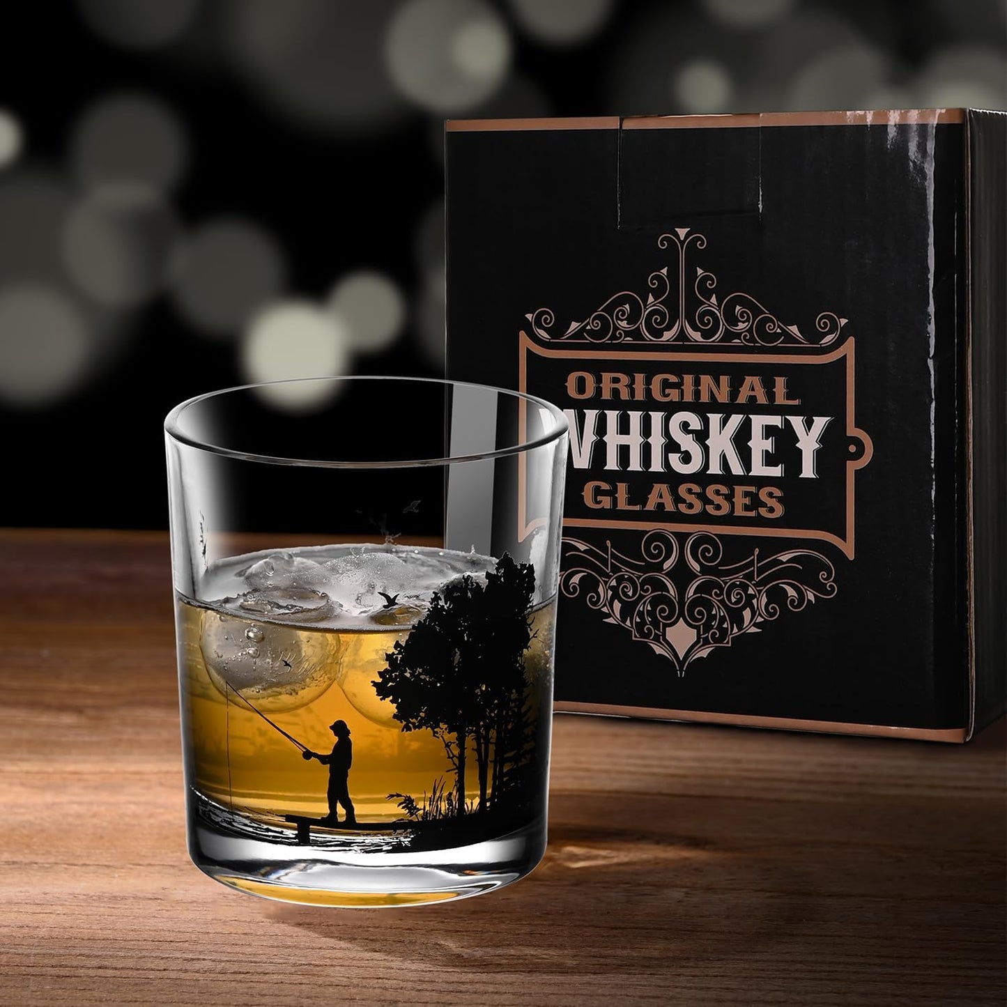 Old Fashioned Whiskey Glasses, Stemless Wine Glasses with Gift Box, 10Oz Rocks Glass for Scotch Cocktail Bourbon Vodka Liquor, Unique Gifts for Dad, Husband, Father's Day, Anniversary