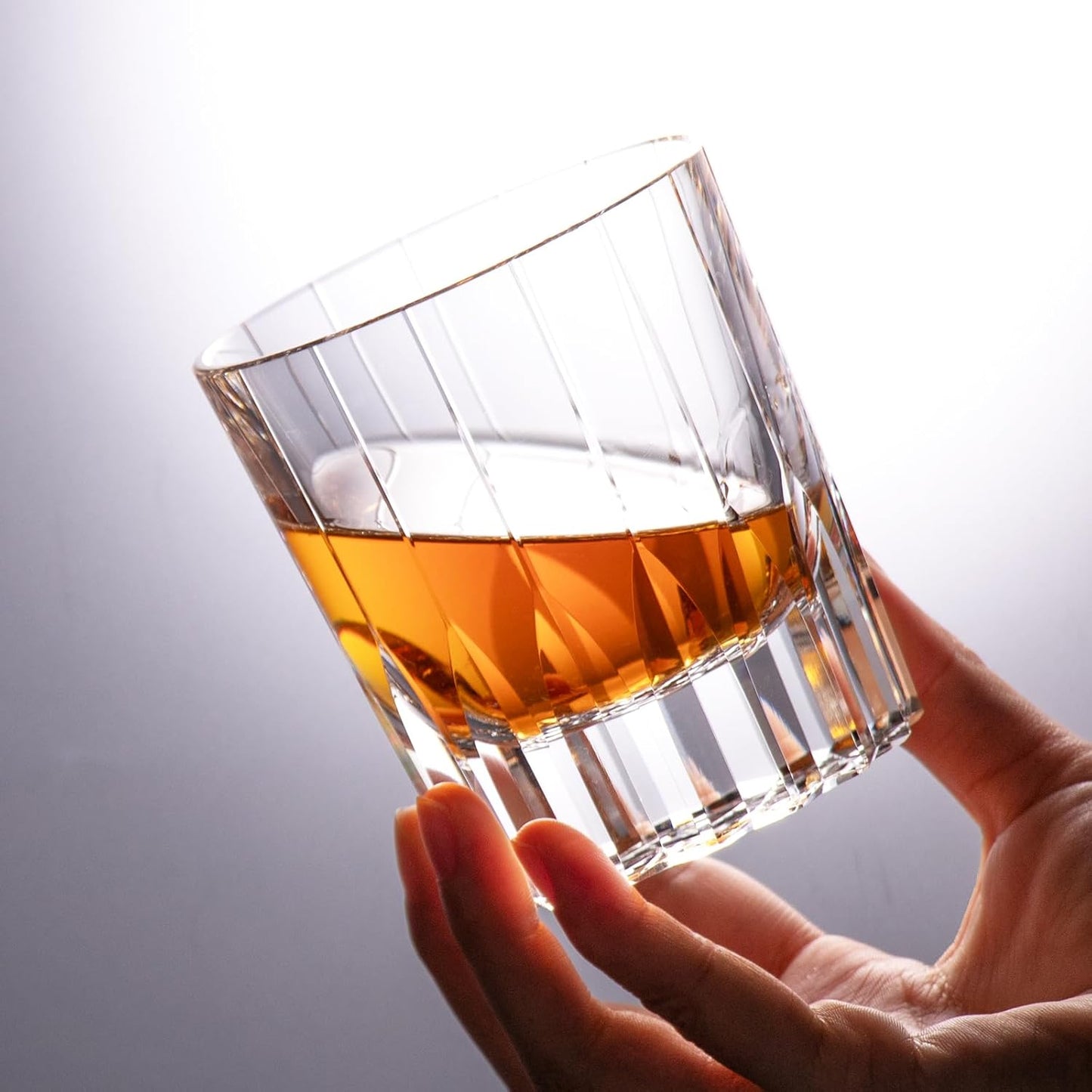 KAMMAK Crystal Whiskey Glasses Set of 2, Handcrafted 7.1oz Old Fashioned Glasses Stemless, Luxury Hand Blown Cocktail Glasses, Scotch Cup for Women, Men Gift for Bourbon Barware, Home Bar