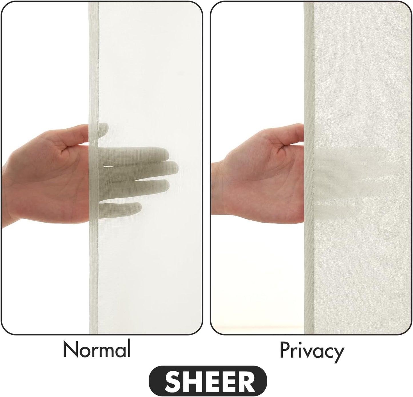 MIULEE Ivory Privacy Sheer Curtains That Let Light in 84 Inches Long Non-See-Through Semi Sheer Curtain Light Filtering Window Curtains Drapes for Living Room Bedroom 2 Panels Set 42 X 84