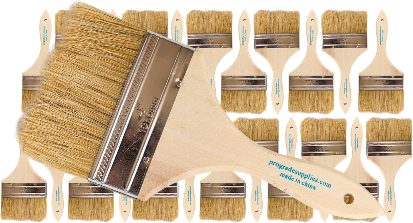 Pro Grade - Chip Paint Brushes - 24 Ea 4 Inch Chip Paint Brush Light Brown