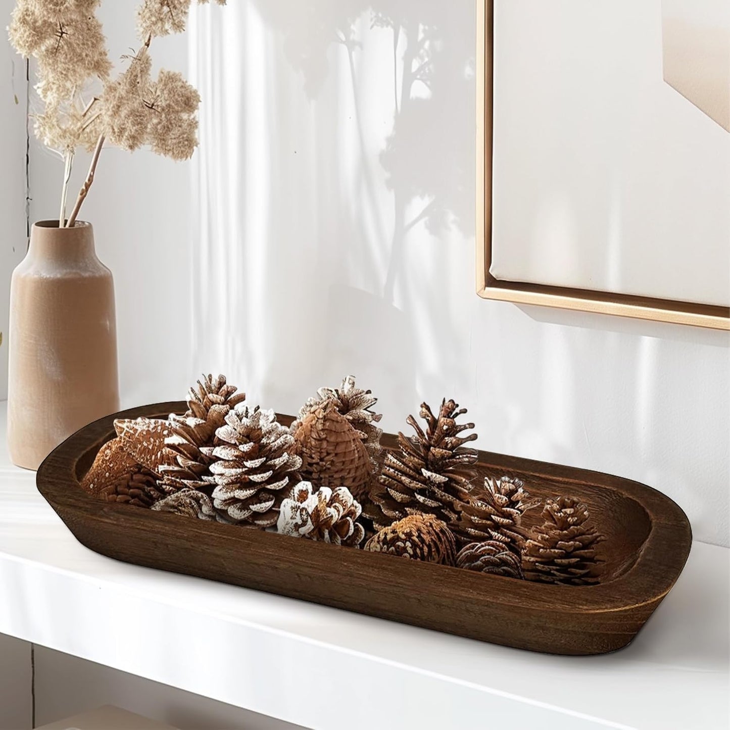 Royxen 8 Pack Dough Bowl for Candle, Wooden Dough Bowls Paulownia, Rustic Bowl Vintage, Bowls for Candle, 14.5 x 5.5 Inch, Brown