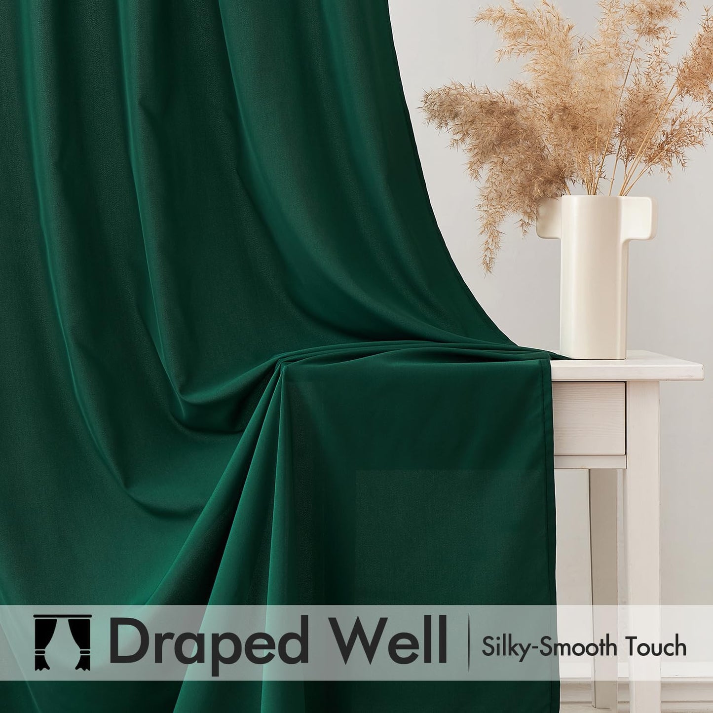 MIULEE Hunter Green Privacy Sheer Curtains That Let Light in 90 Inches Long Non-See-Through Semi Sheer Curtain Light Filtering Window Christmas Drapes for Living Room Bedroom 2 Panels Set 42 X 90