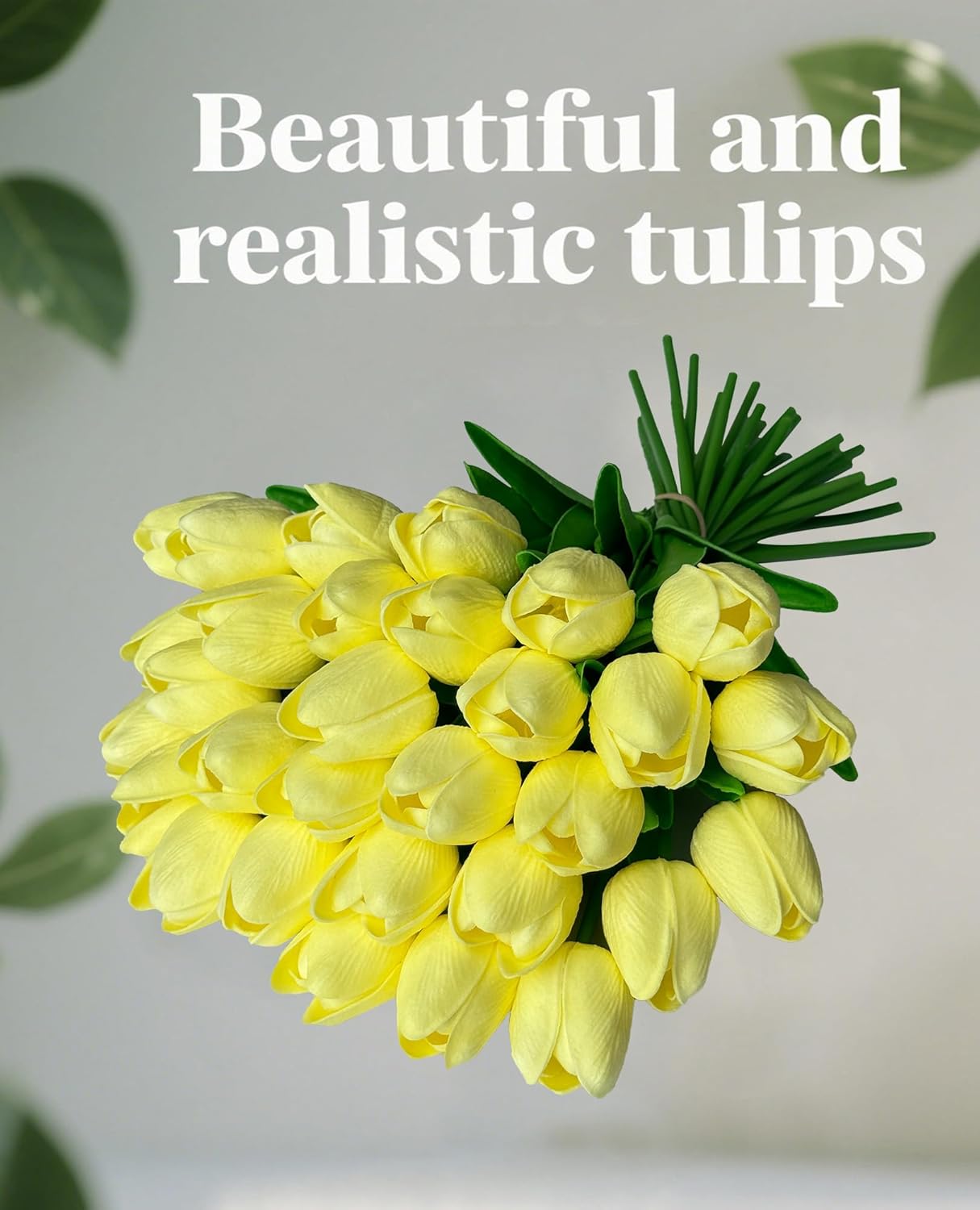 15pcs Artificial Tulips Flowers Real Touch Latex Bouquet Fake Tulips for Office Wedding Party Home Kitchen Garden Decoration