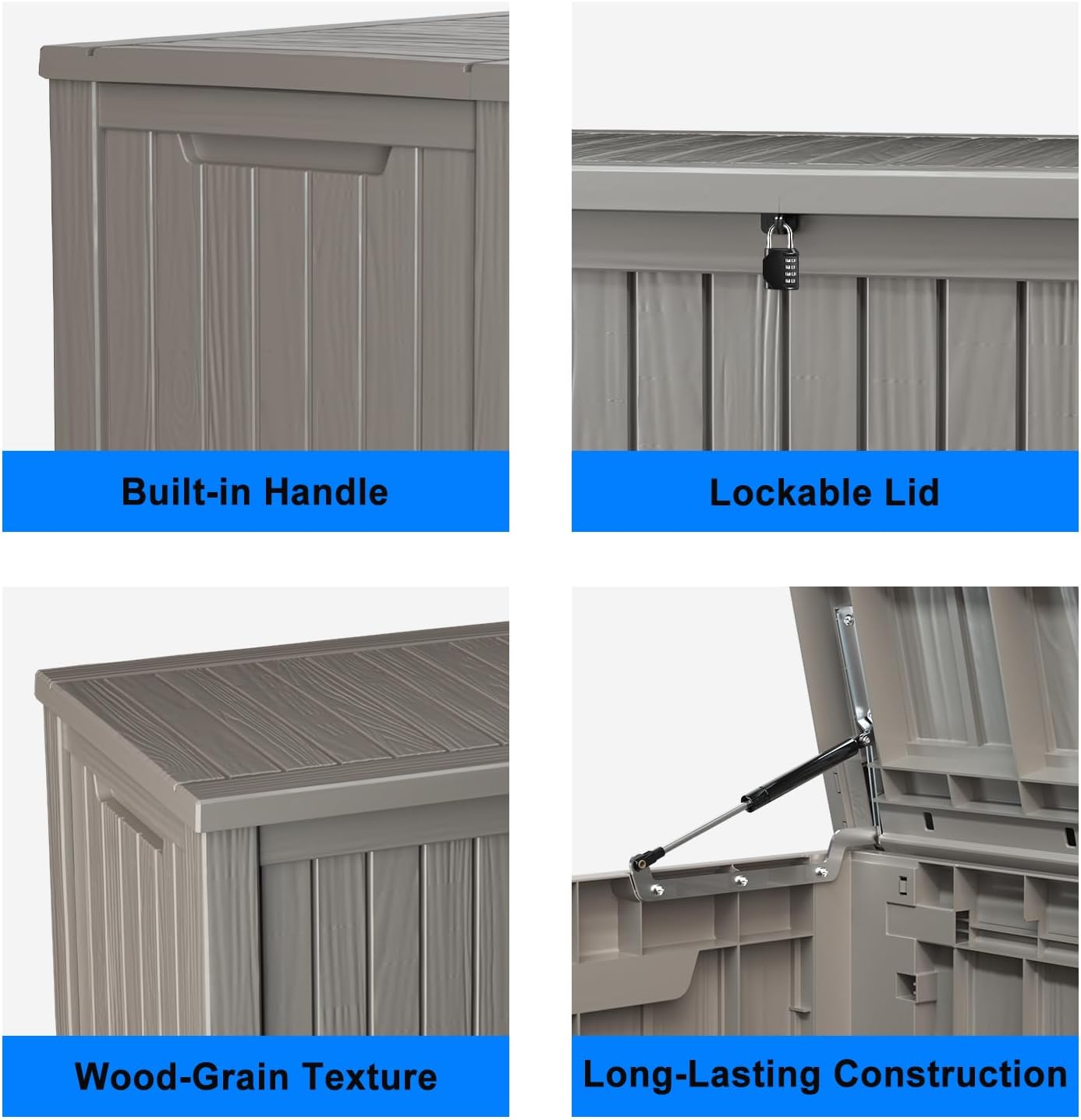 150 Gallon Outdoor Storage Box – Waterproof Deck Box for Patio & Garden,Light Brown