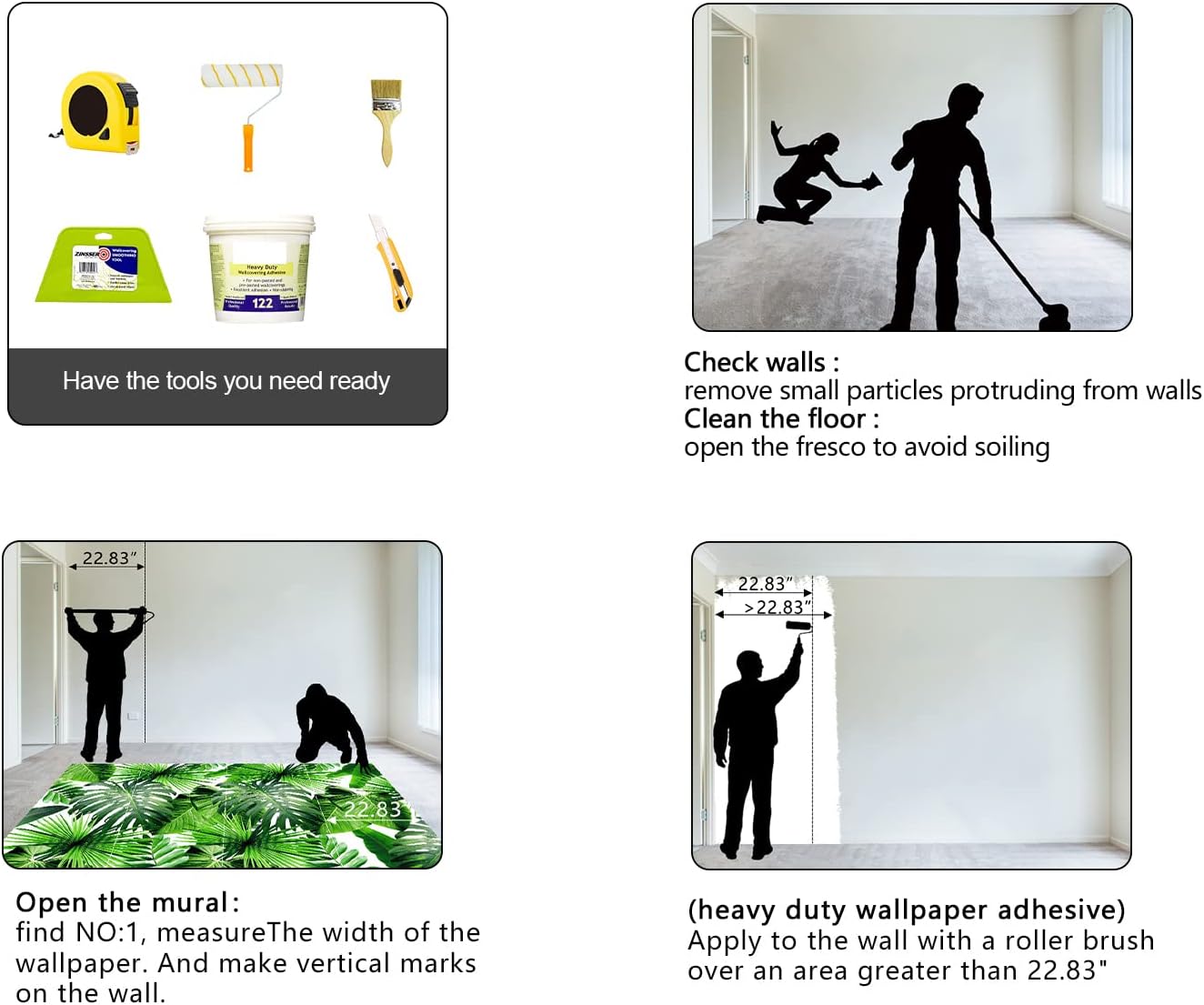 Tropical Green Botanical Leaf Wallpaper Bedroom Plant Mural Room Decor Living Room tv Background Large Wall Mural - 91"x65" (Not Peel and Stick)