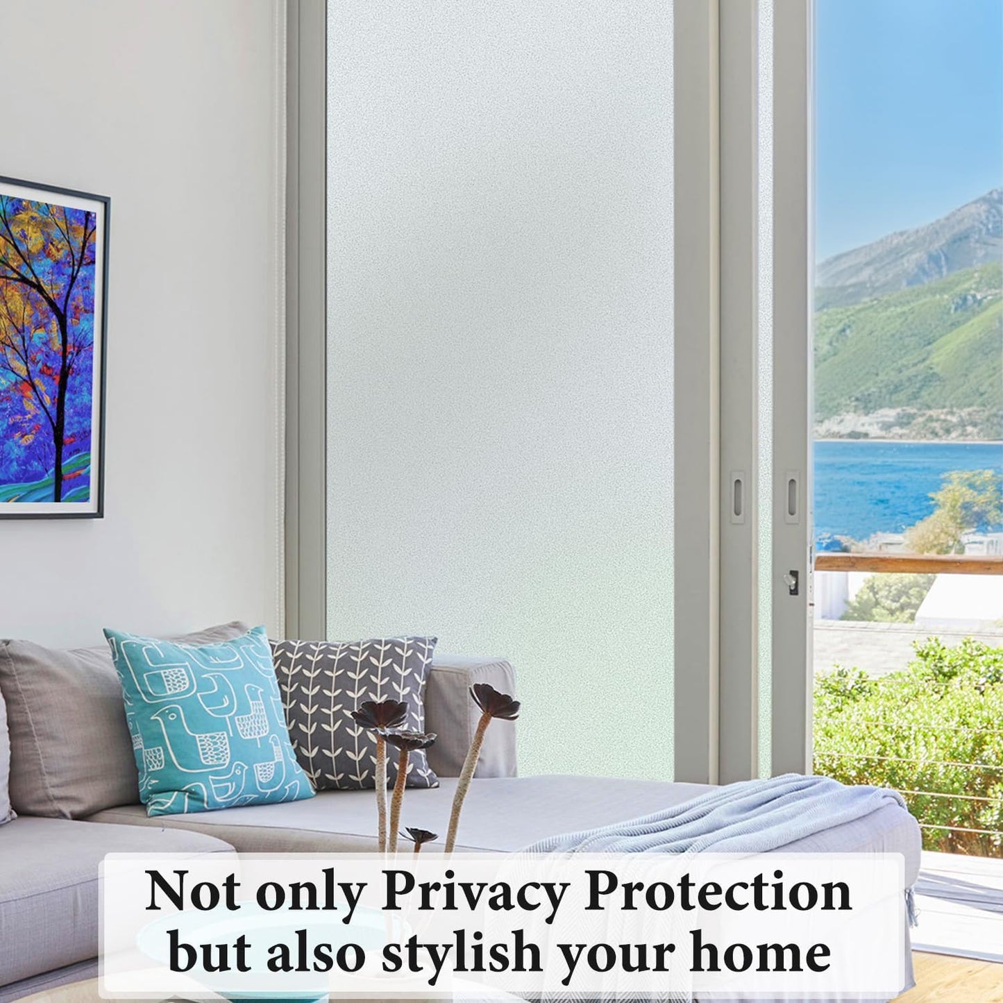 DUOFIRE Privacy Window Film Natural Frosted Glass Film Static Cling Glass Film No Glue Anti-UV Window Sticker Non Adhesive for Privacy Office Meeting Room Bathroom Living Room 23.6in. x 78.7in. S001