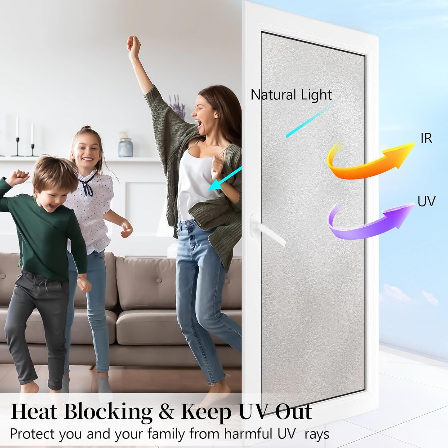 Niviy Privacy Window Film Non-Adhesive Shower Removable Window Frosted Film for Bathroom Office Living Room(17.7" Width by 118" Length)