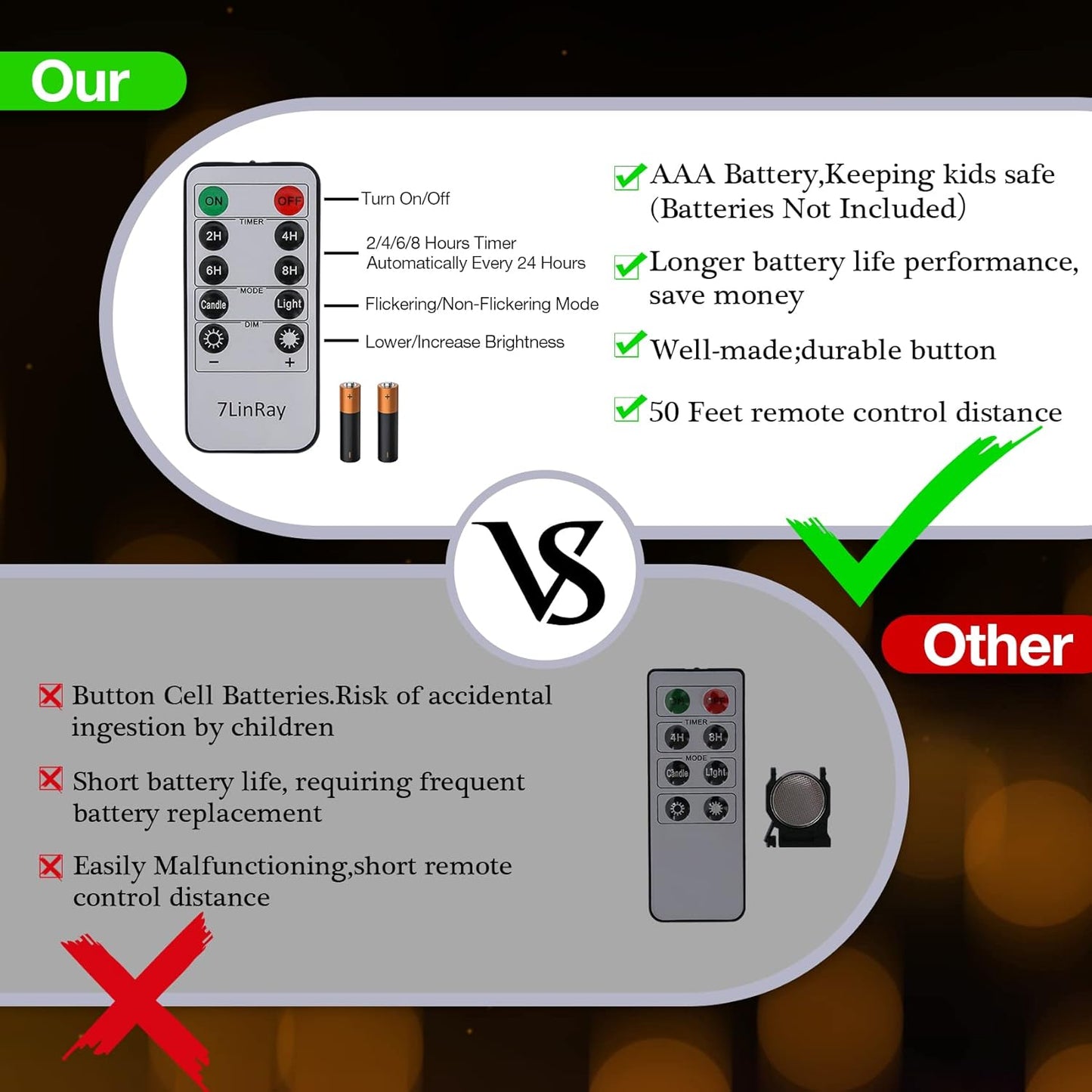 6 Pack 3"x7" Outdoor Waterproof Flameless Candles with Remote and Timer, Battery Operated Flickering LED Pillar Candles for Wedding Halloween Lantern Decoration, Ivory Plastic