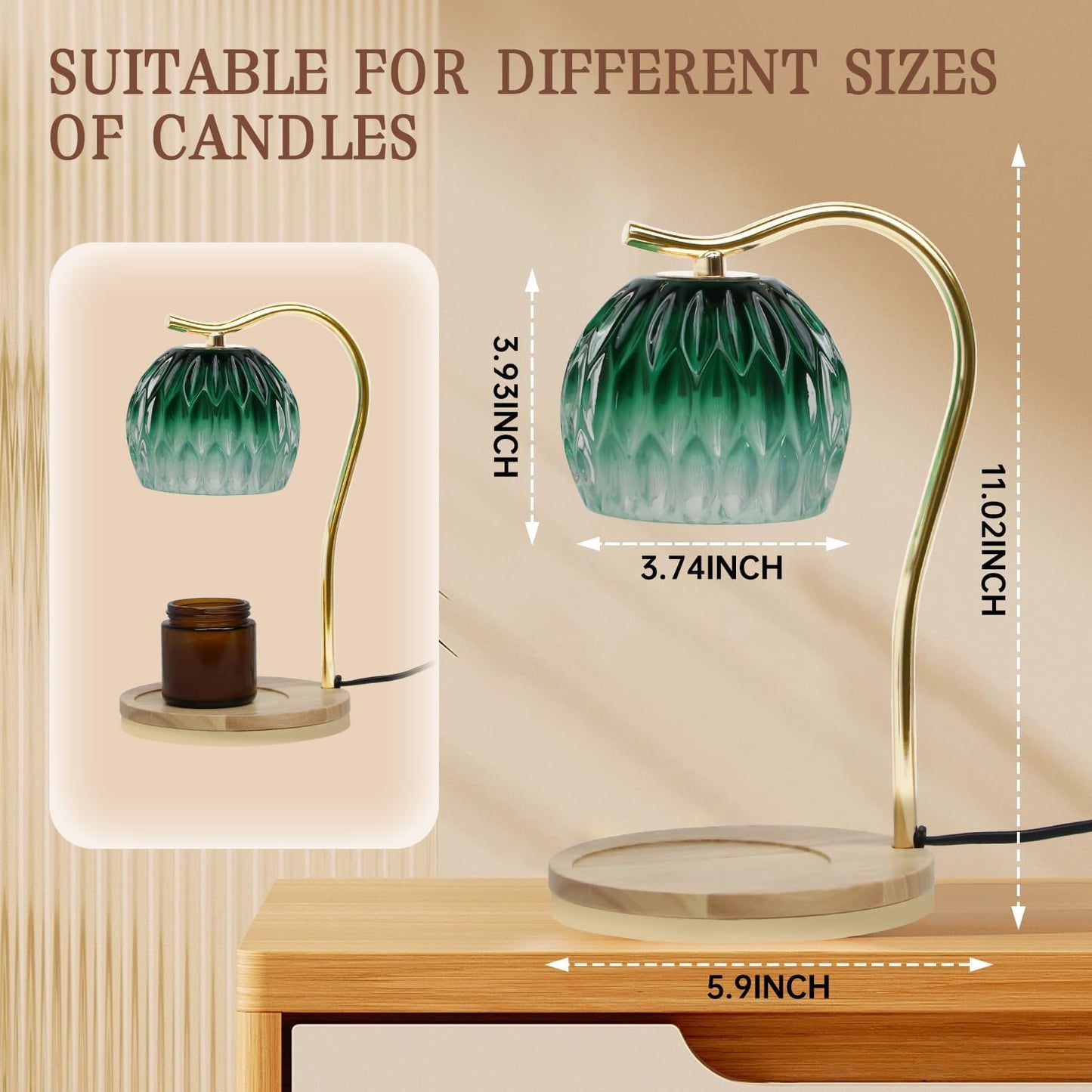 GEEZO Fragrance Candle Warmer Lamp，Electric Candle Warmer with Timer & Dimmer，Mom Christmas Birthday Gifts for Women, House Warming Gifts New Home Bedroom Decor