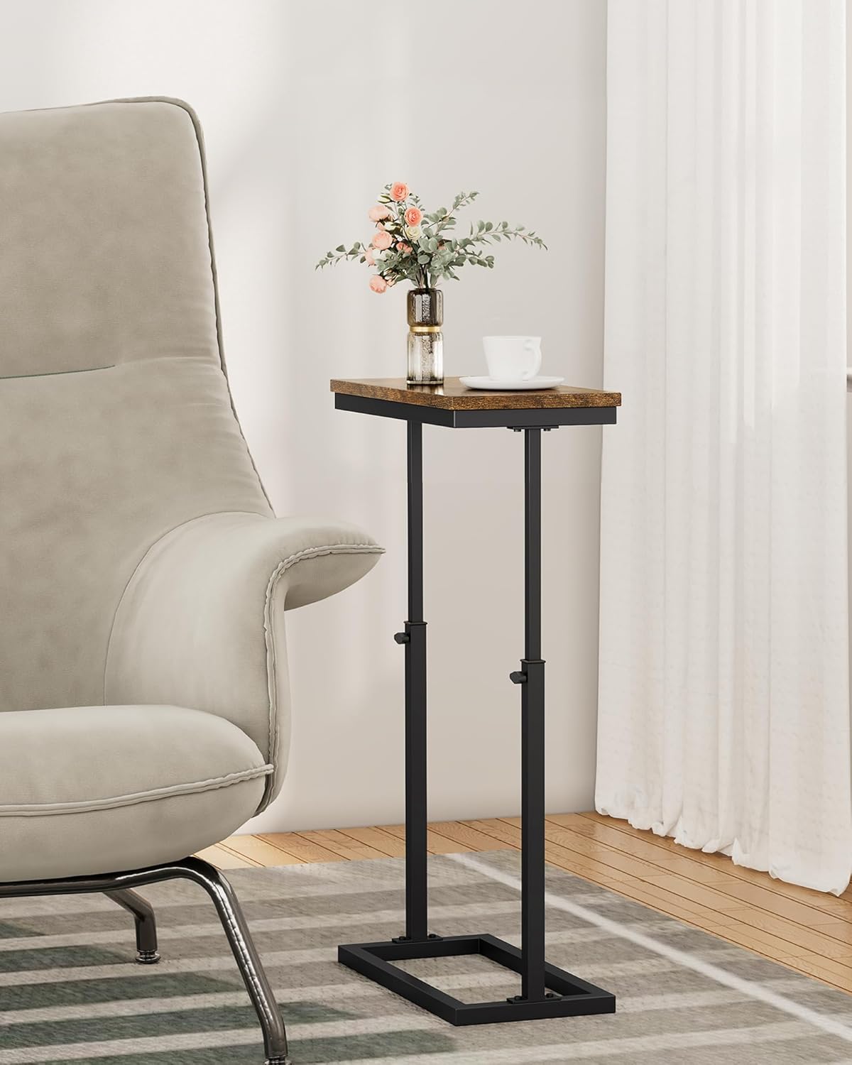 TUTOTAK End Table, Side Table, Tall Couch Table, Sofa Table, Living Room, Bedroom, Brown TB01BB0832