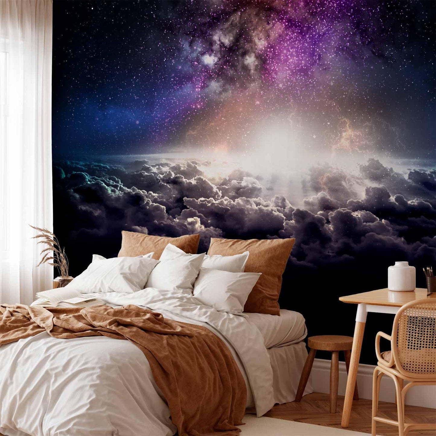 artgeist Premium Wall Mural Galaxy 98x69 in - Non-Woven Wallpaper Fleece Wall Decor Photo Print Picture Image Design Home Mural Cosmos Sky Star Cloud Purple i-A-10009-a-a
