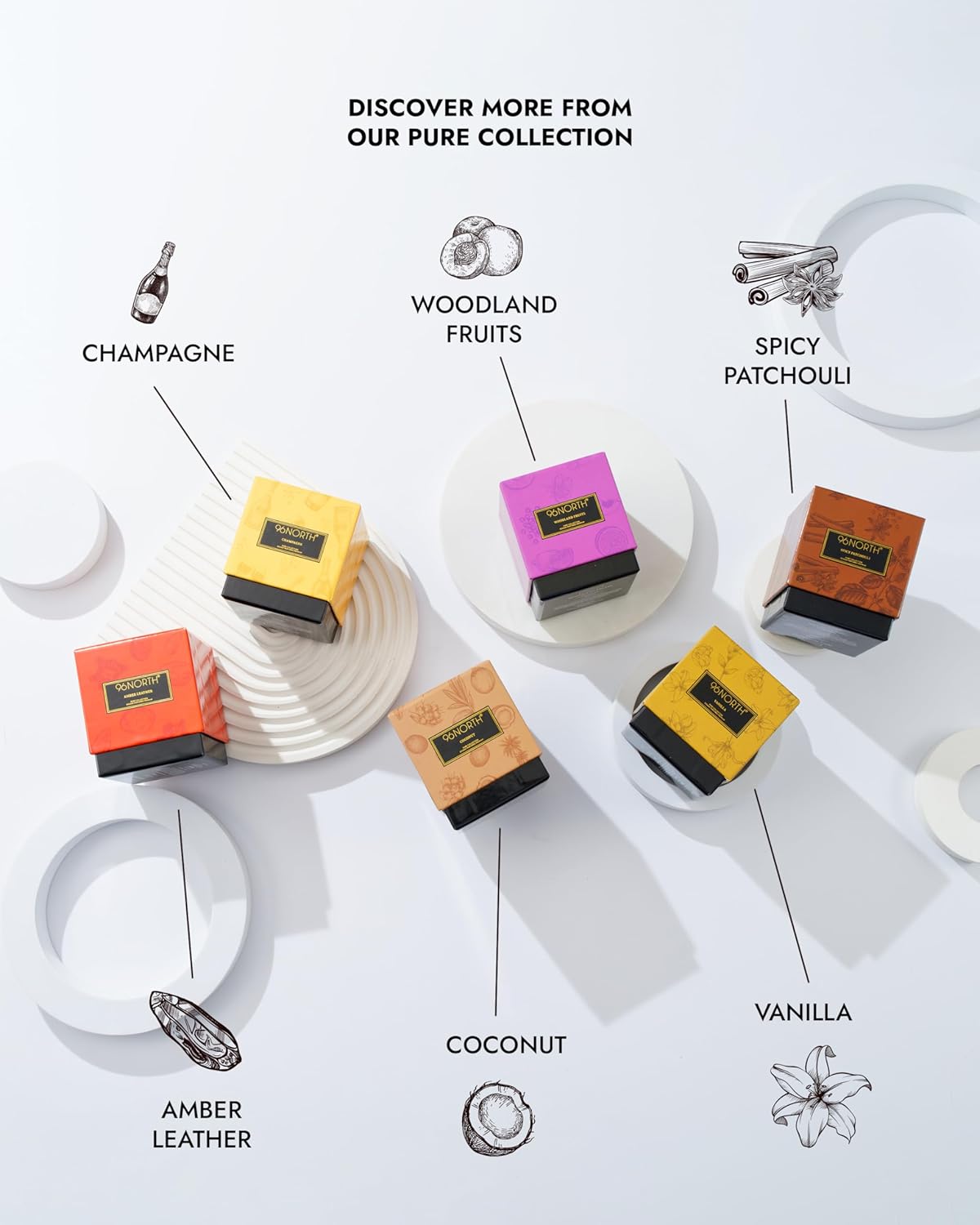 96NORTH | Pure Coconut Candle | 100% Natural Soy Wax | One Wick Jar Candle | Natural Fragrance Technology | Non Toxic | Up to 35 Hours Burning Time | Aromatherapy Gift for Men and Women