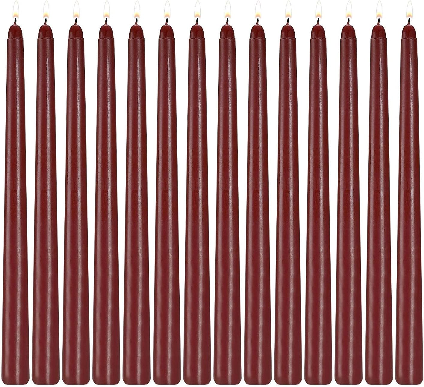 14 Pack Dark Red Taper Candles 12 Inch Tall 3/4 Inch Thick Burn 10 Hours (Burgundy)