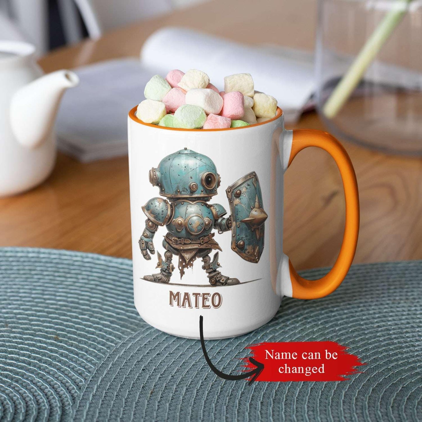 Custom Retro Robot Design Cup, Personalized Steampunk Robot Lover Ceramic Mug 11oz, Customized Coffee Cup With Name, Unique Mug Gift For Steampunk Enthusiast, Robot Cup On Birthday